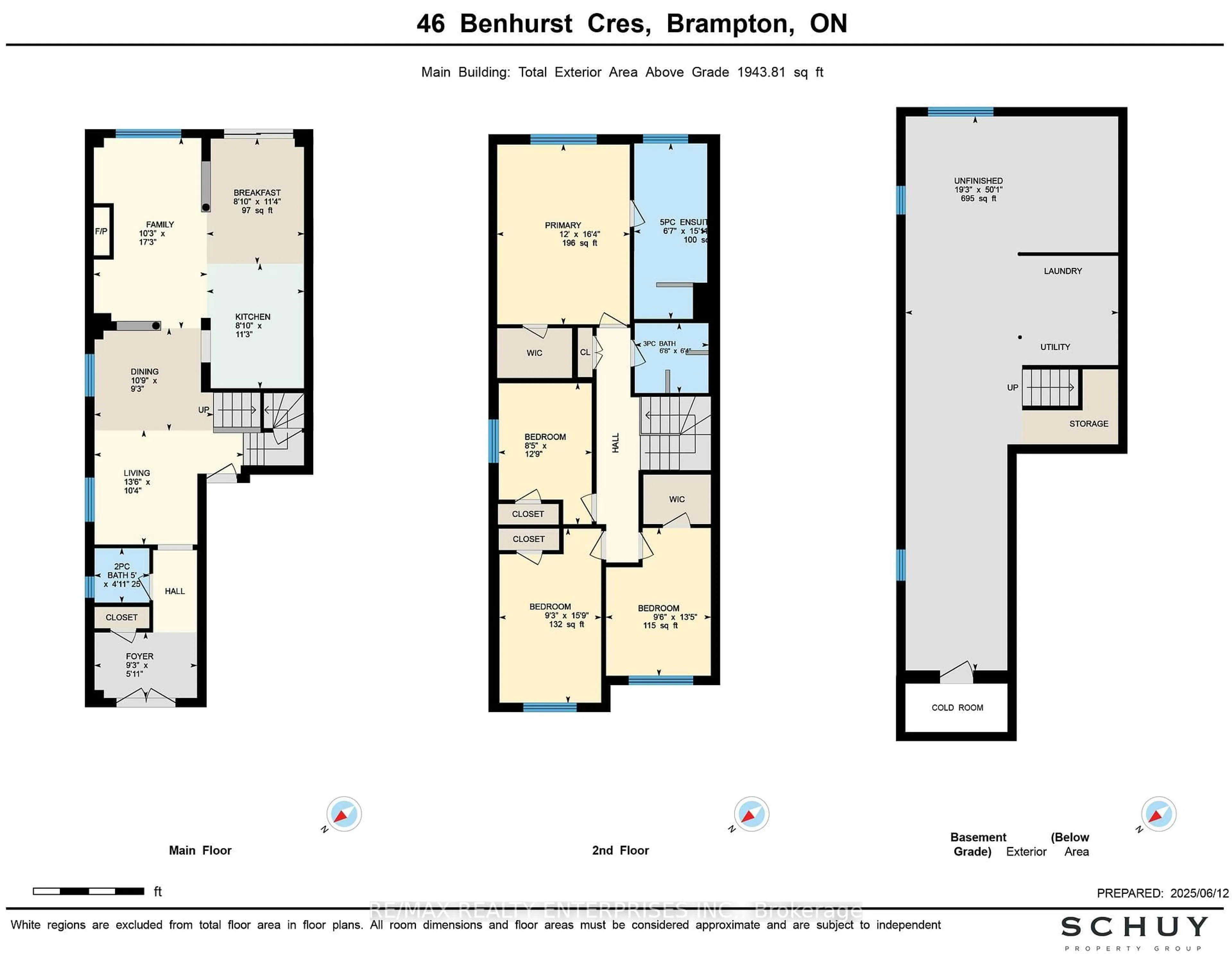 Floor plan for 46 Benhurst Cres, Brampton Ontario L7A 5A3