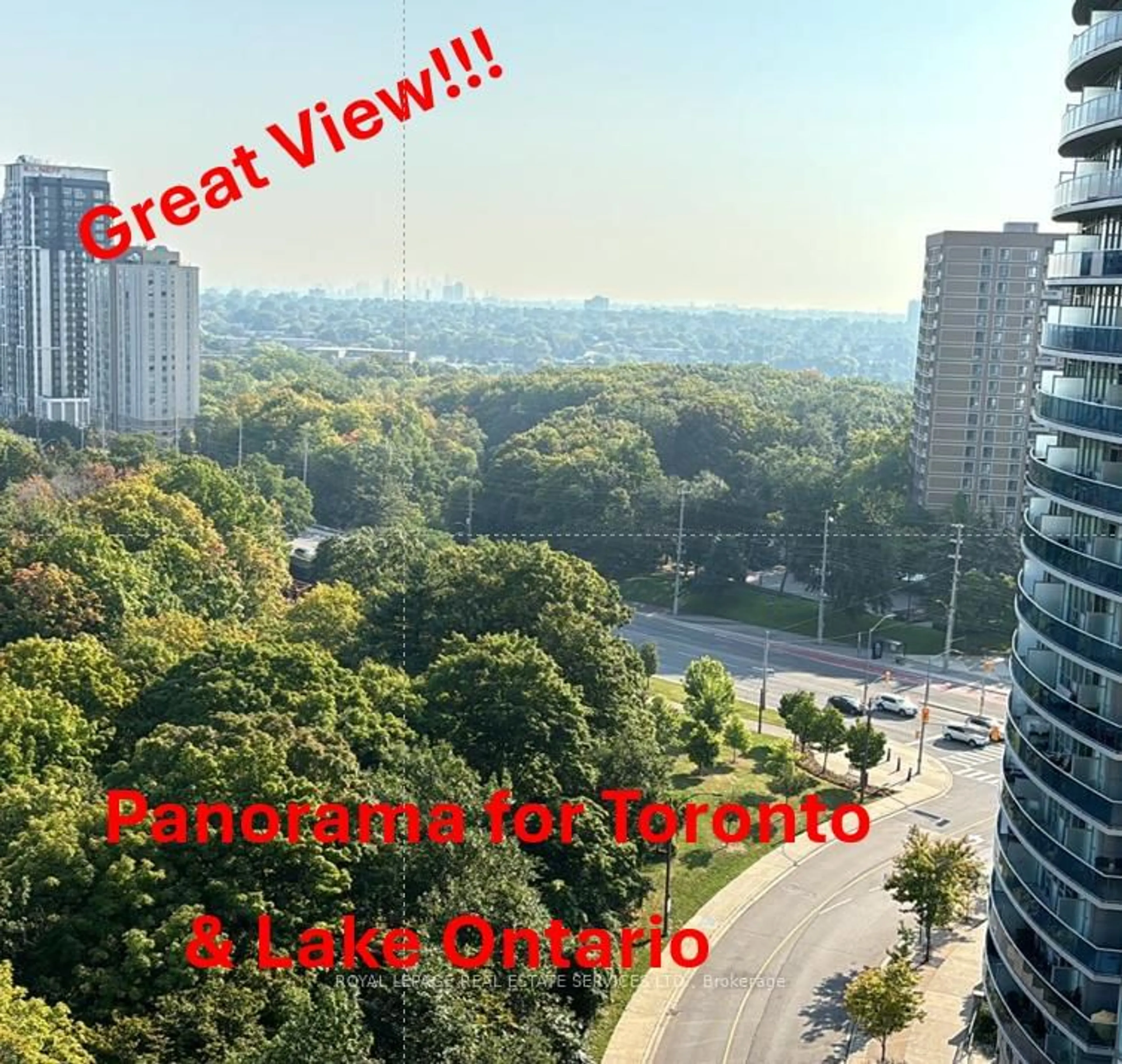 A pic from outside/outdoor area/front of a property/back of a property/a pic from drone, city buildings view from balcony for 80 Absolute Ave #1302, Mississauga Ontario L4Z 0A5