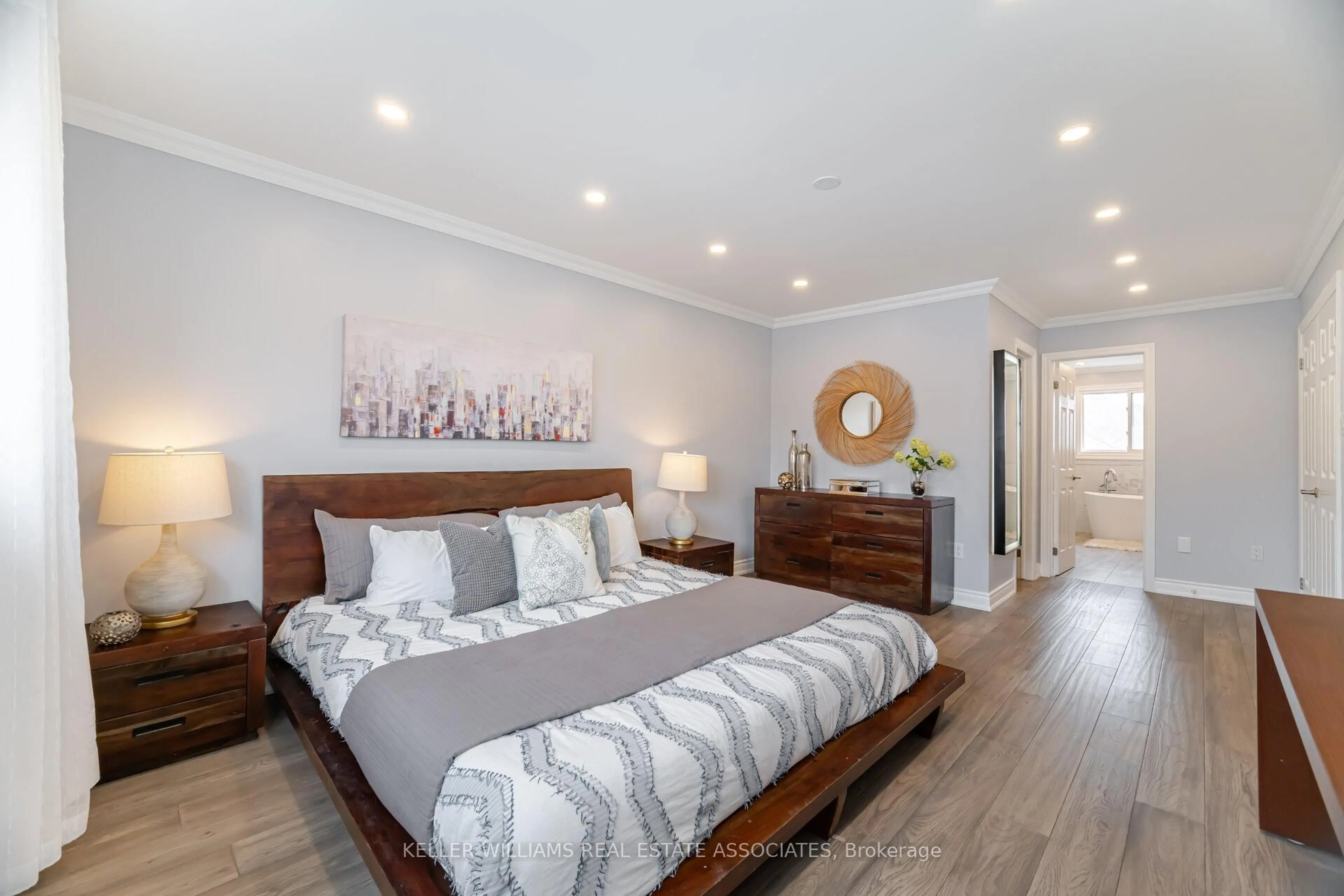 Bedroom with bed, wood/laminate floor for 1202 Ballantry Rd, Oakville Ontario L6H 5M7
