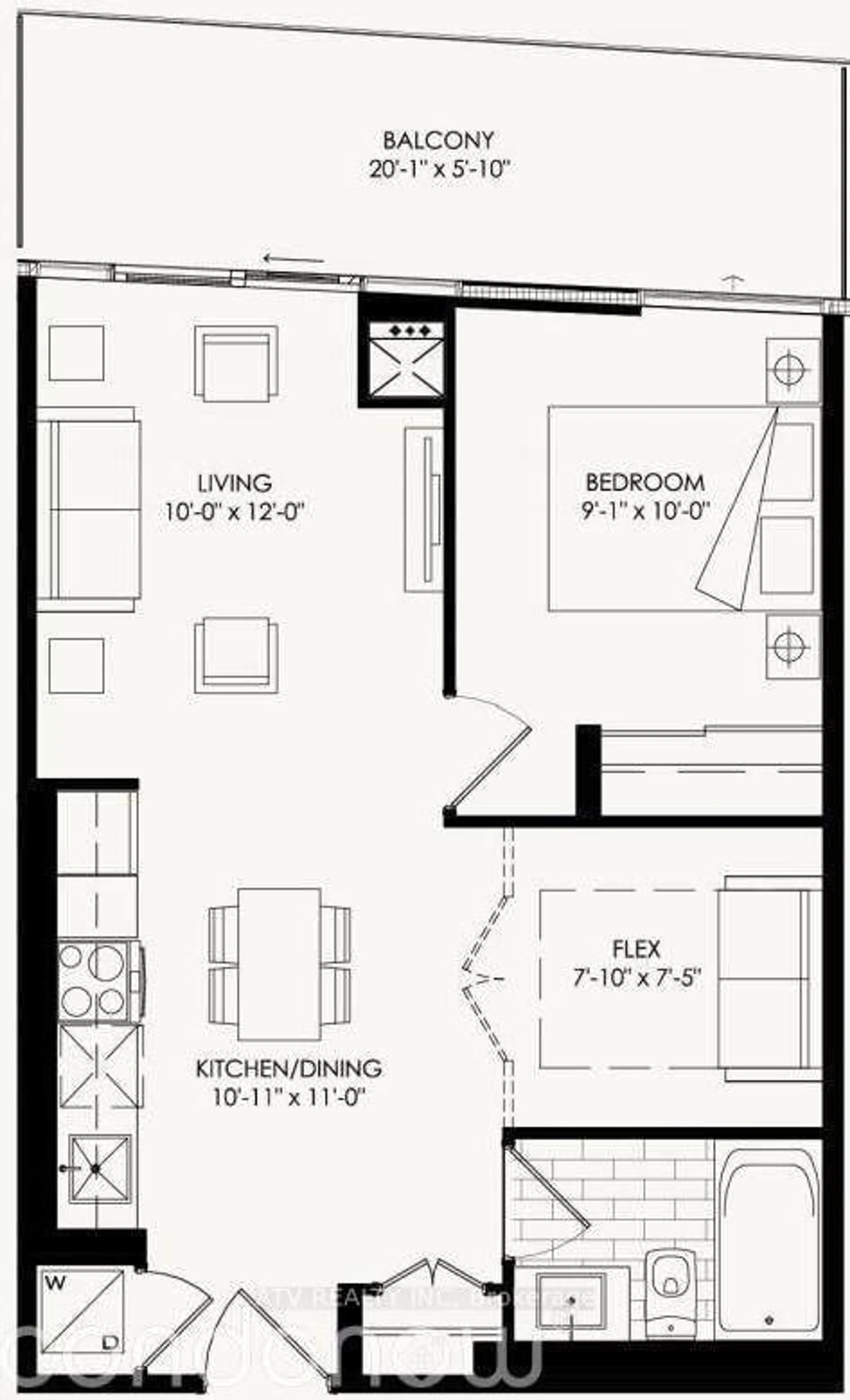 Floor plan for 160 Flemington Rd #608, Toronto Ontario M6A 1N6