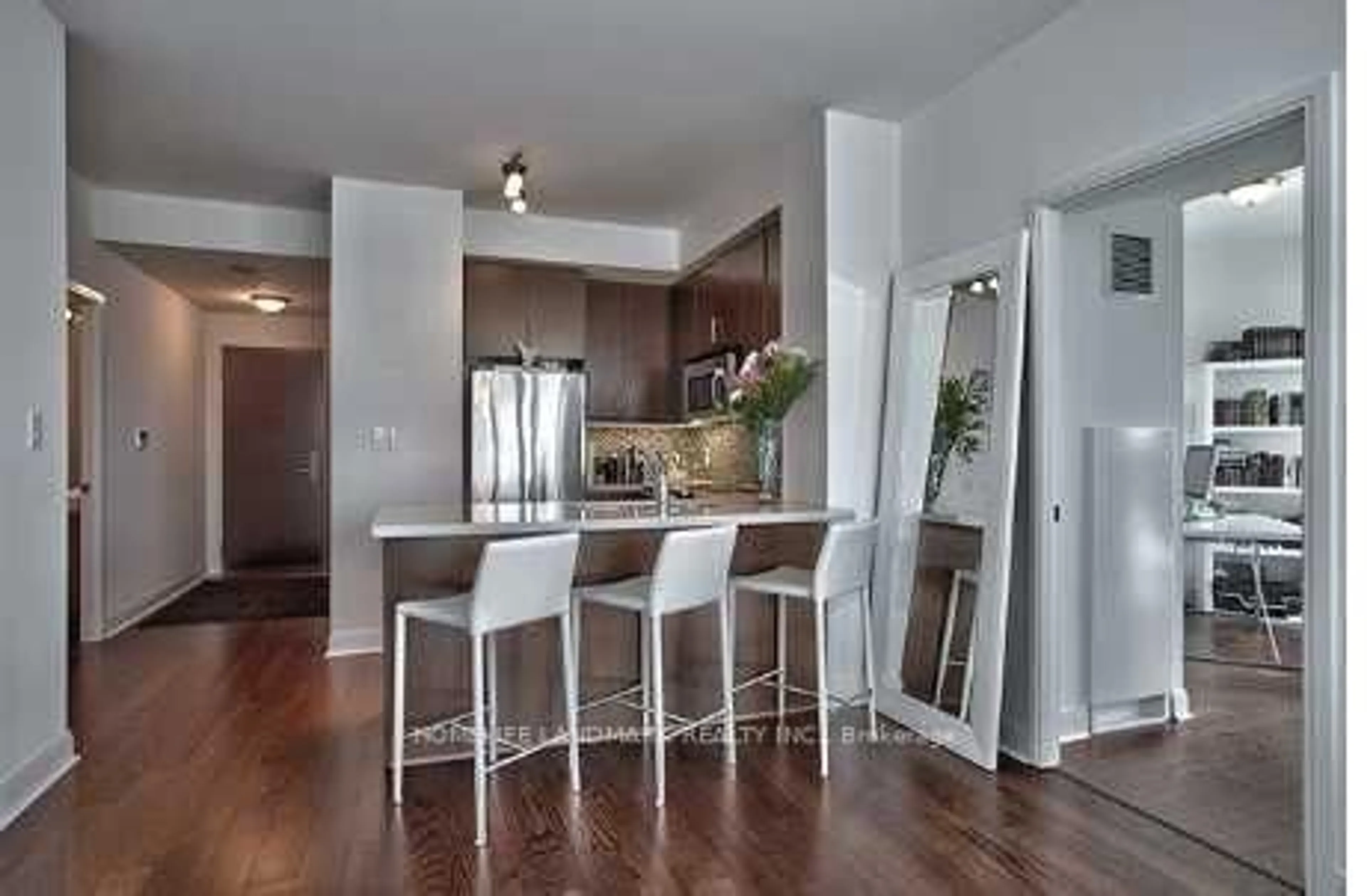 Open concept kitchen, wood/laminate floor for 50 Absolute Ave #2208, Mississauga Ontario L4Z 0A8