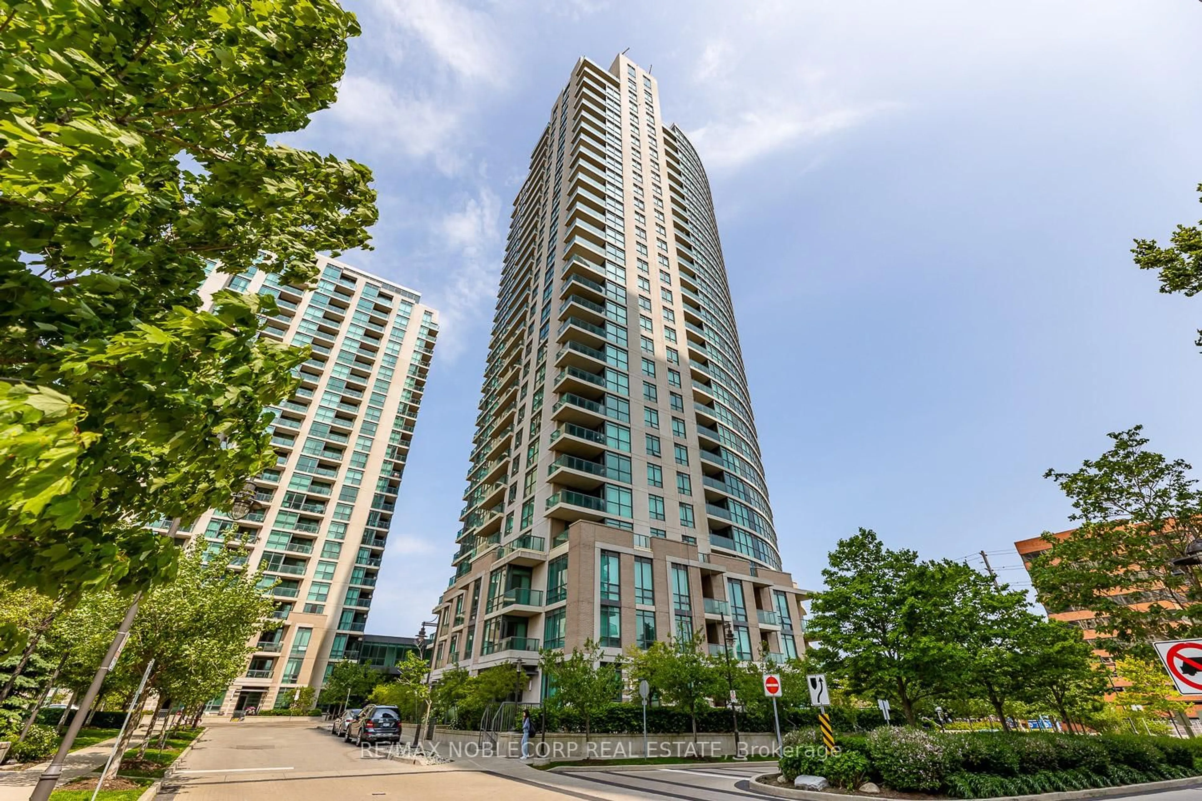 A pic from outside/outdoor area/front of a property/back of a property/a pic from drone, city buildings view from balcony for 215 Sherway Gardens Rd #2410, Toronto Ontario M9C 0A4