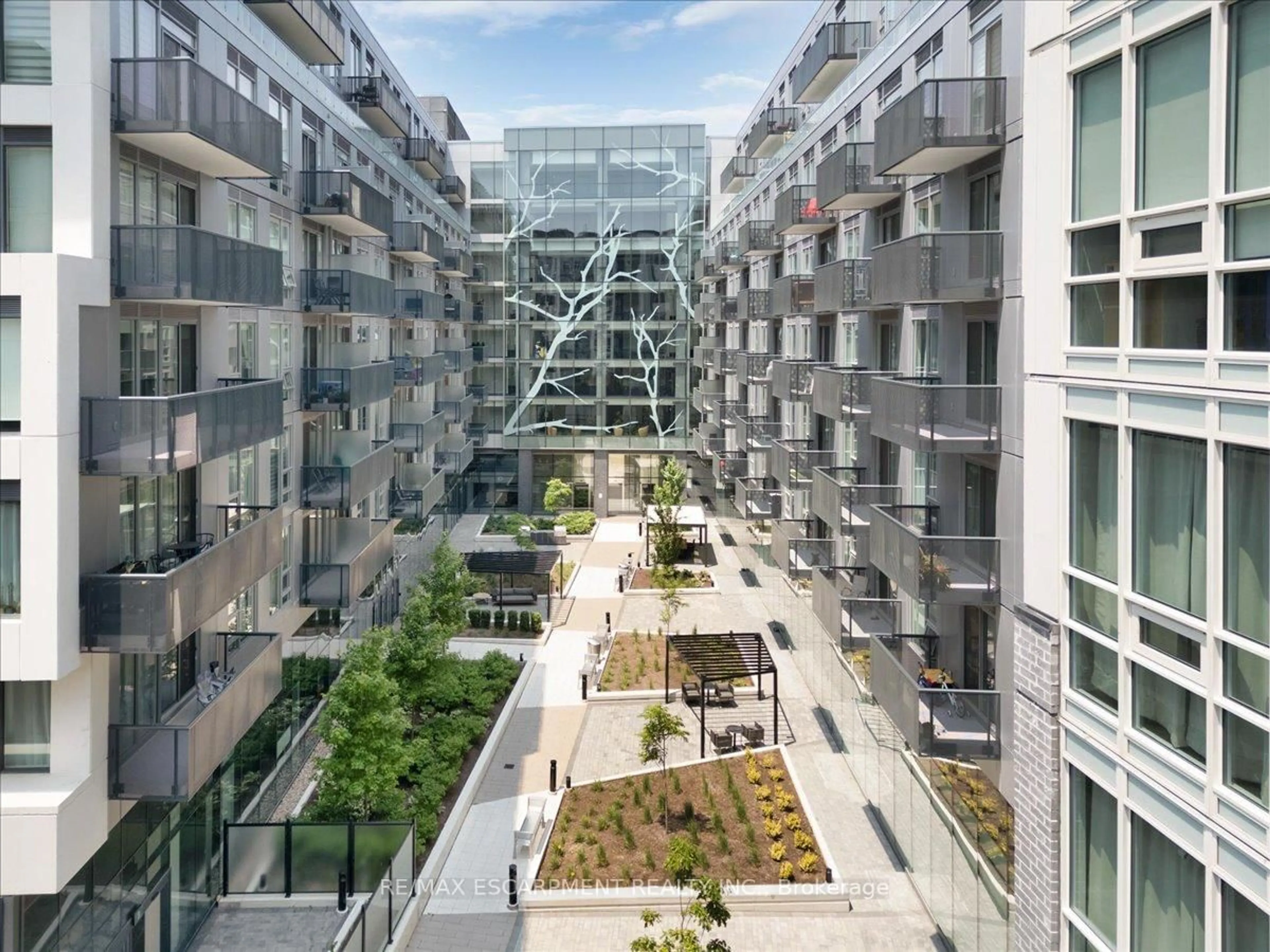 Patio, city buildings view from balcony for 2450 OLD BRONTE Rd #706, Oakville Ontario L6M 5P6
