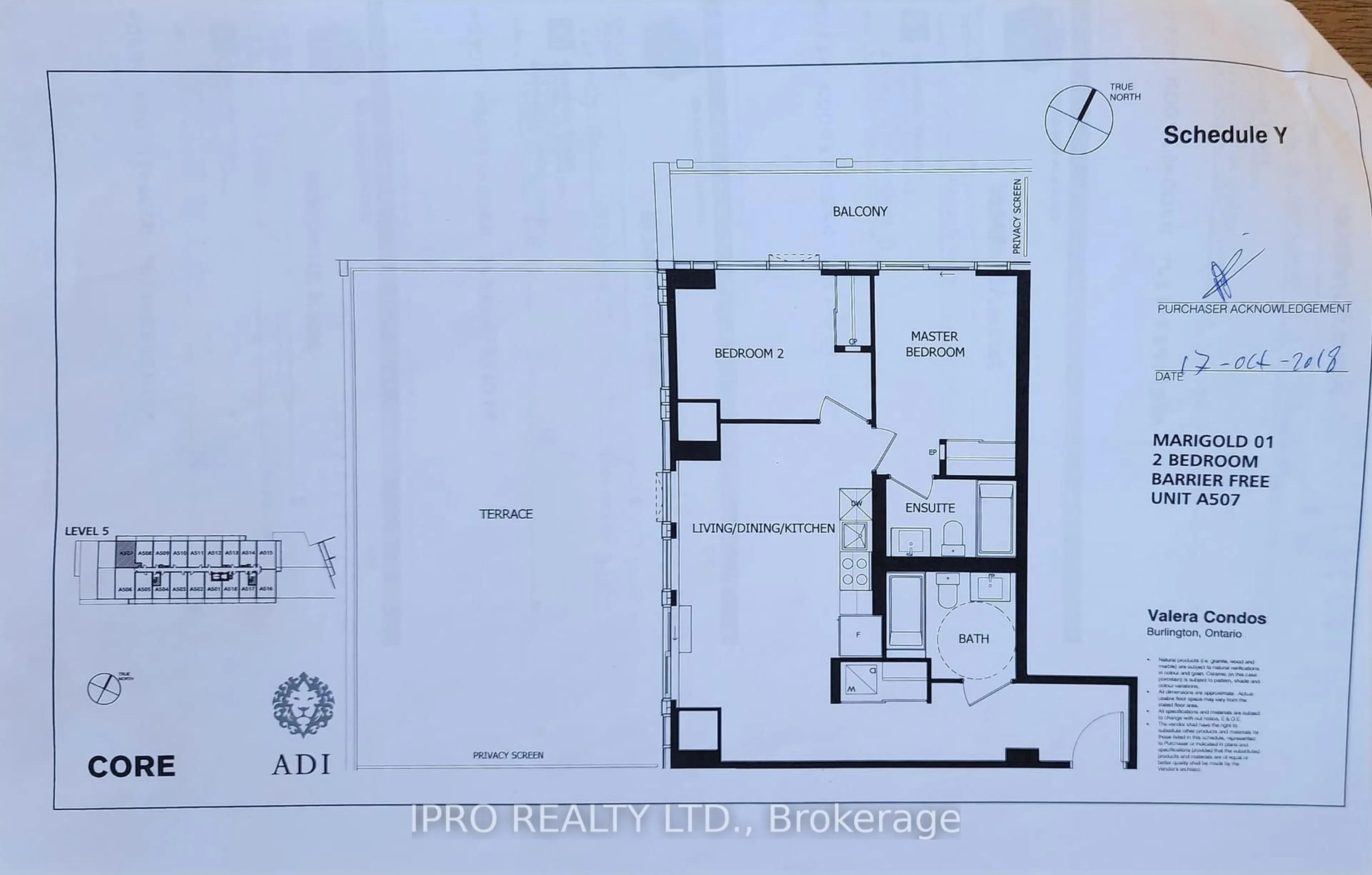 Floor plan for 3200 Dakota Common #A507, Burlington Ontario L7M 2A8