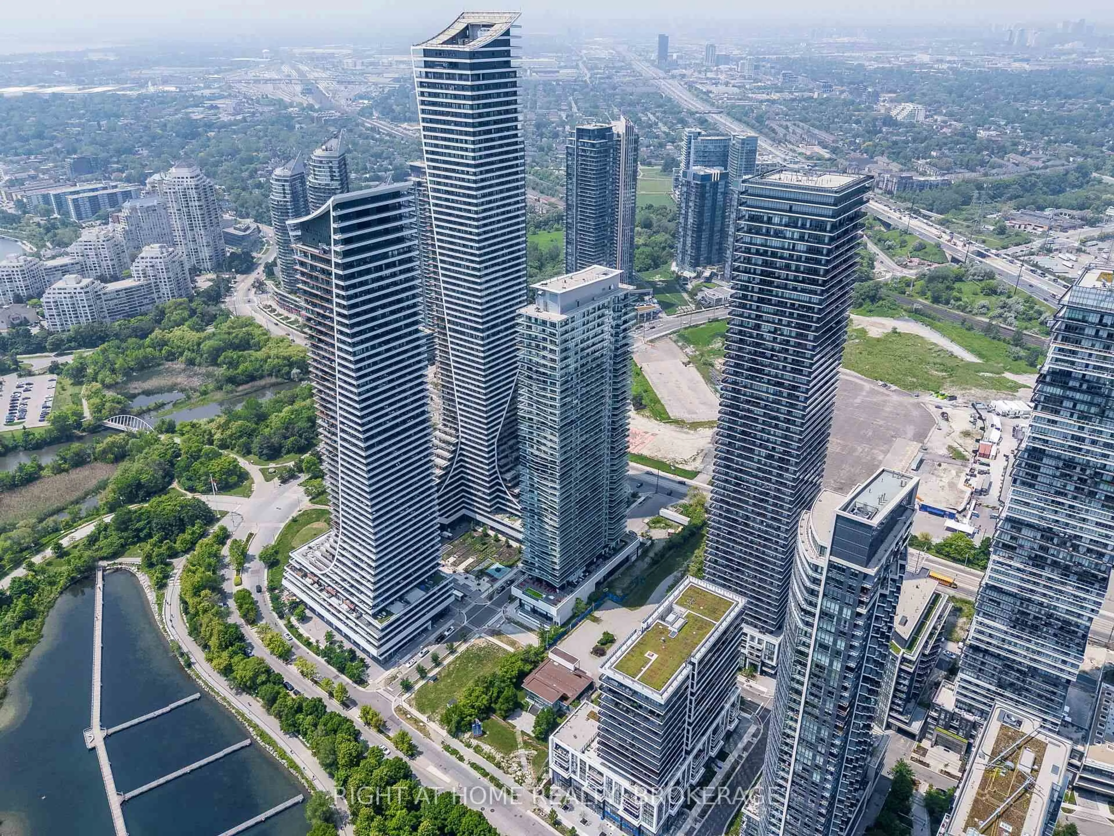 A pic from outside/outdoor area/front of a property/back of a property/a pic from drone, city buildings view from balcony for 33 Shore Breeze Dr #1805, Toronto Ontario M8V 1A1