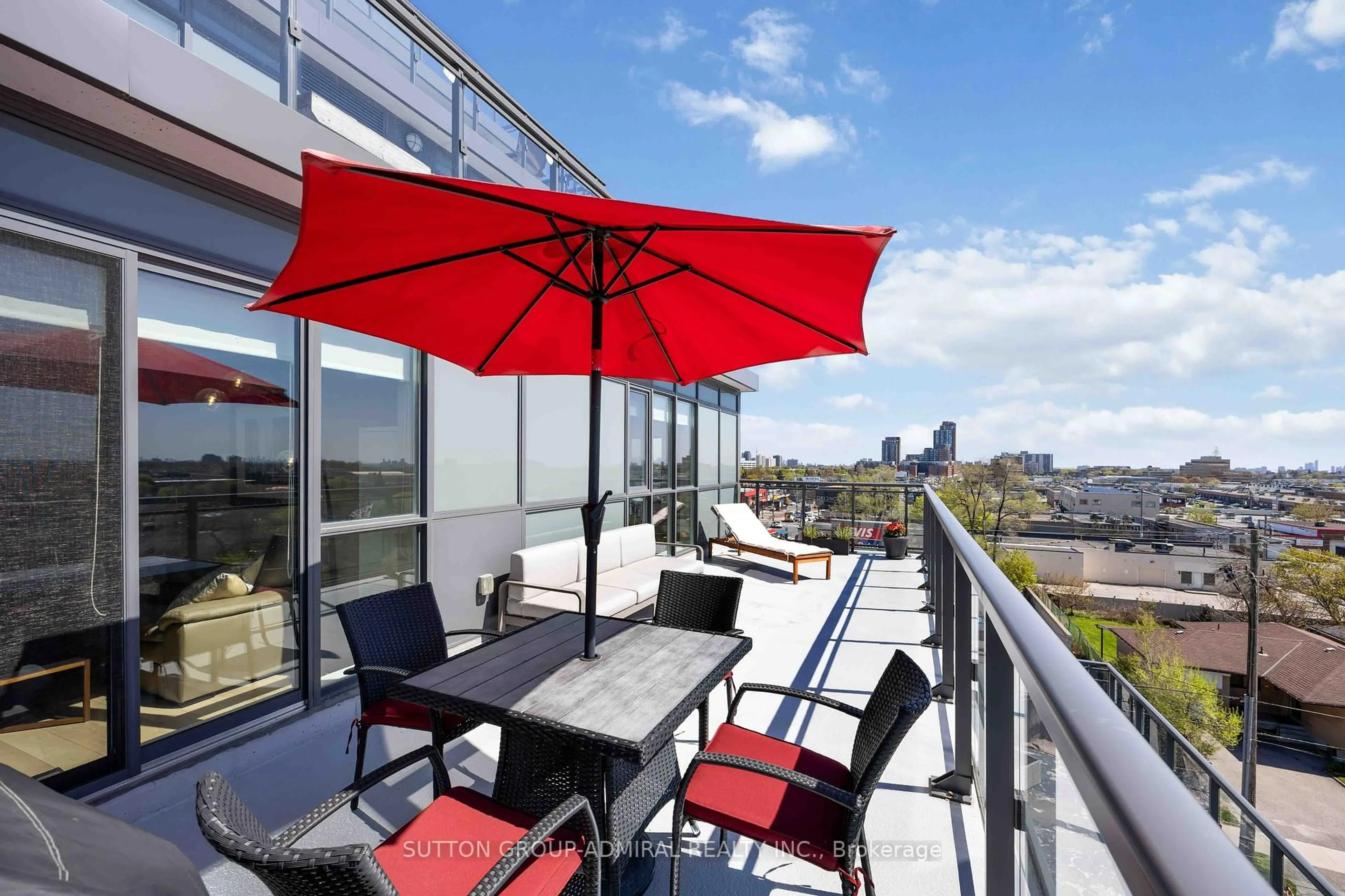 Patio, city buildings view from balcony for 16 MCADAM Ave #509, Toronto Ontario M6A 0B9