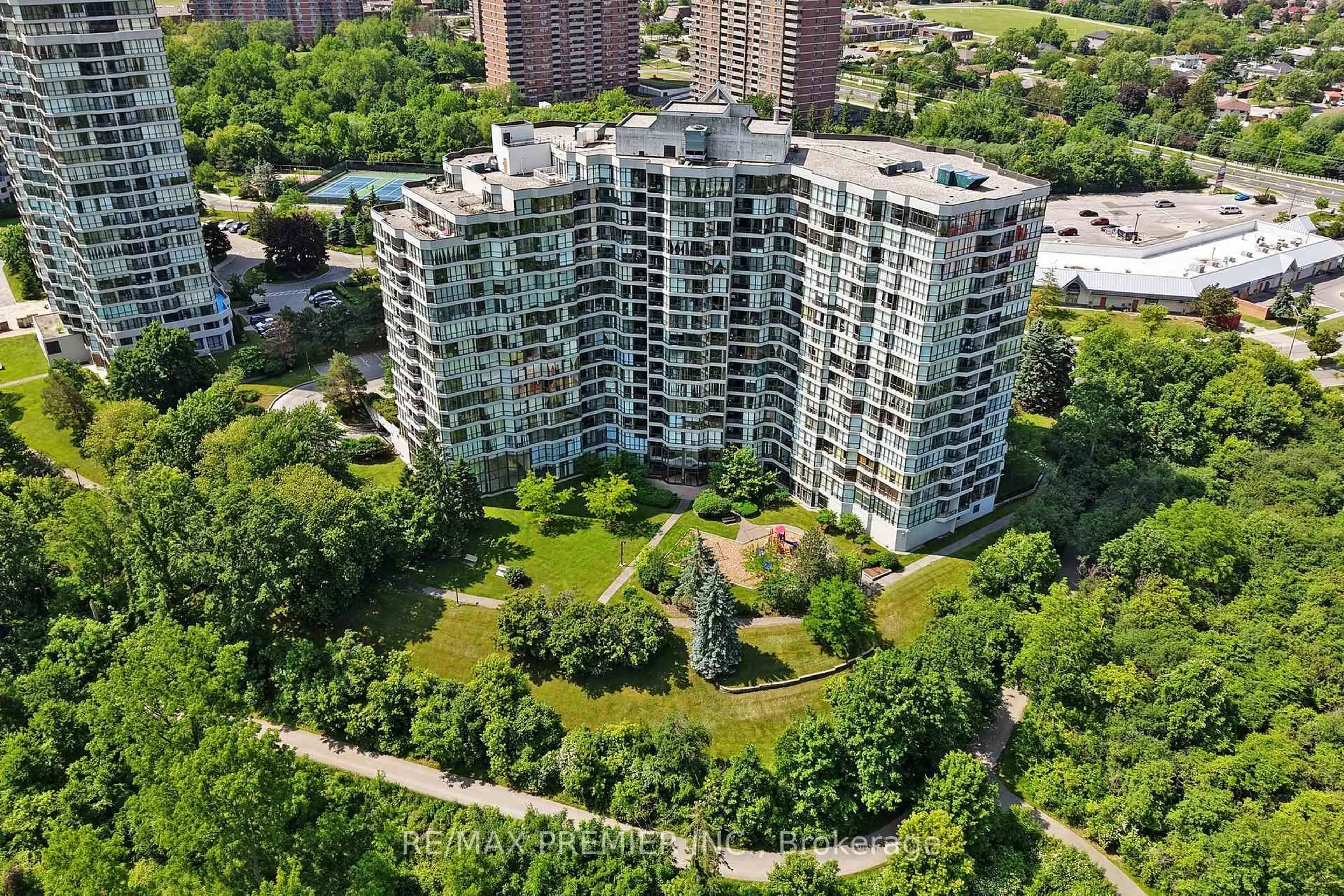 A pic from outside/outdoor area/front of a property/back of a property/a pic from drone, city buildings view from balcony for 1 Rowntree Rd #615, Toronto Ontario M9V 5G7