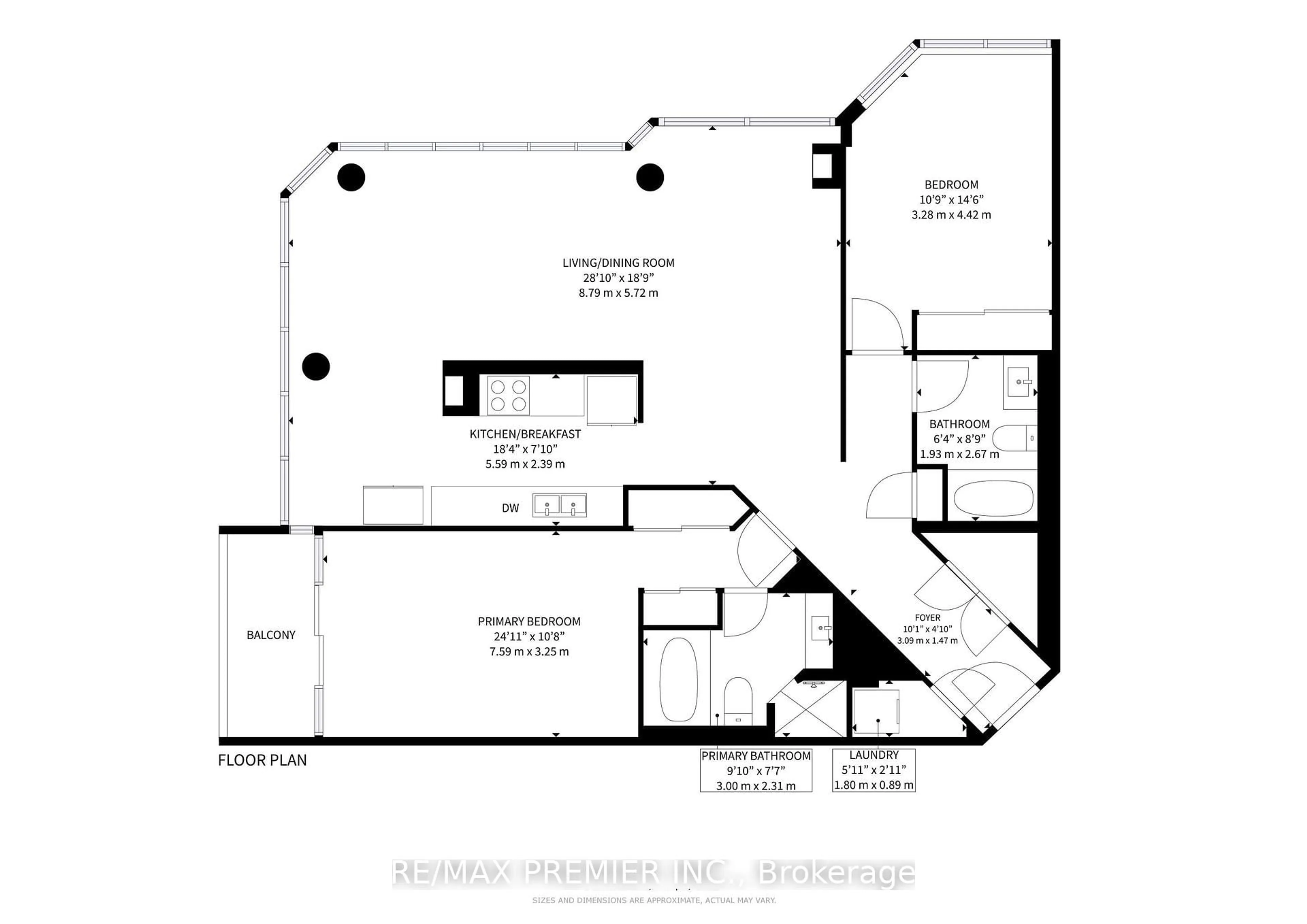 Floor plan for 1 Rowntree Rd #615, Toronto Ontario M9V 5G7