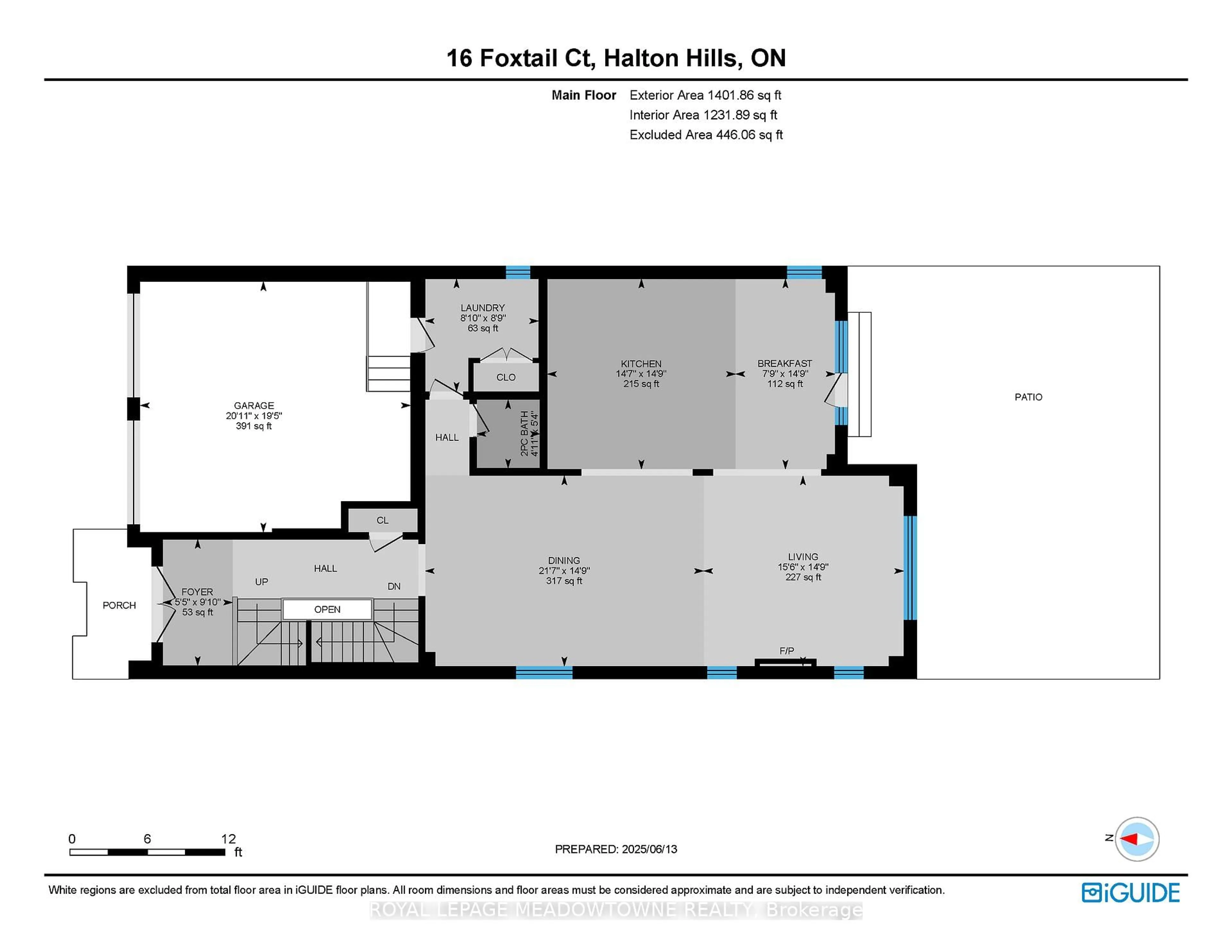 Floor plan for 16 Foxtail Crt, Halton Hills Ontario L7G 0J6