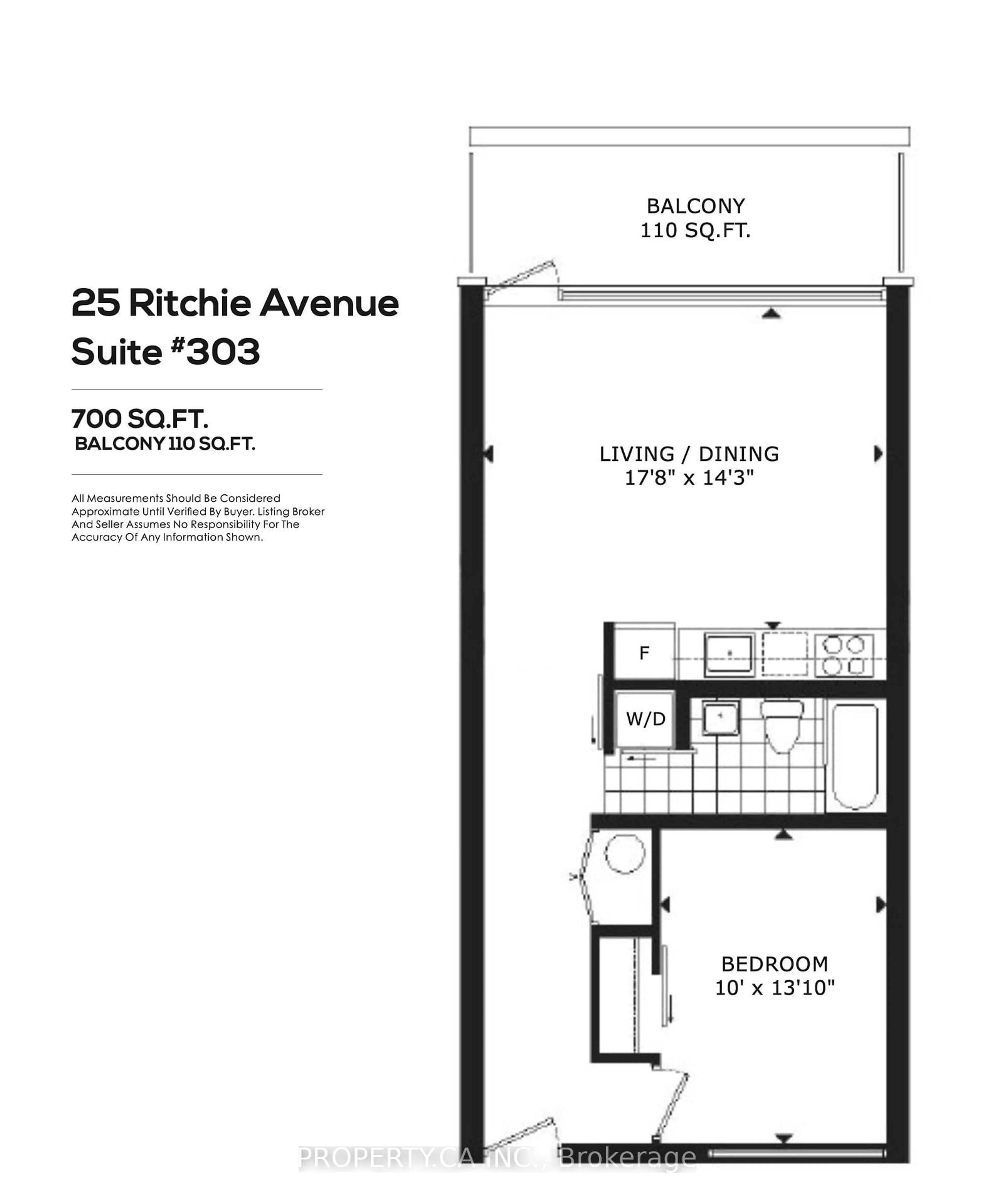 Floor plan for 25 Ritchie Ave #303, Toronto Ontario M6R 2J6
