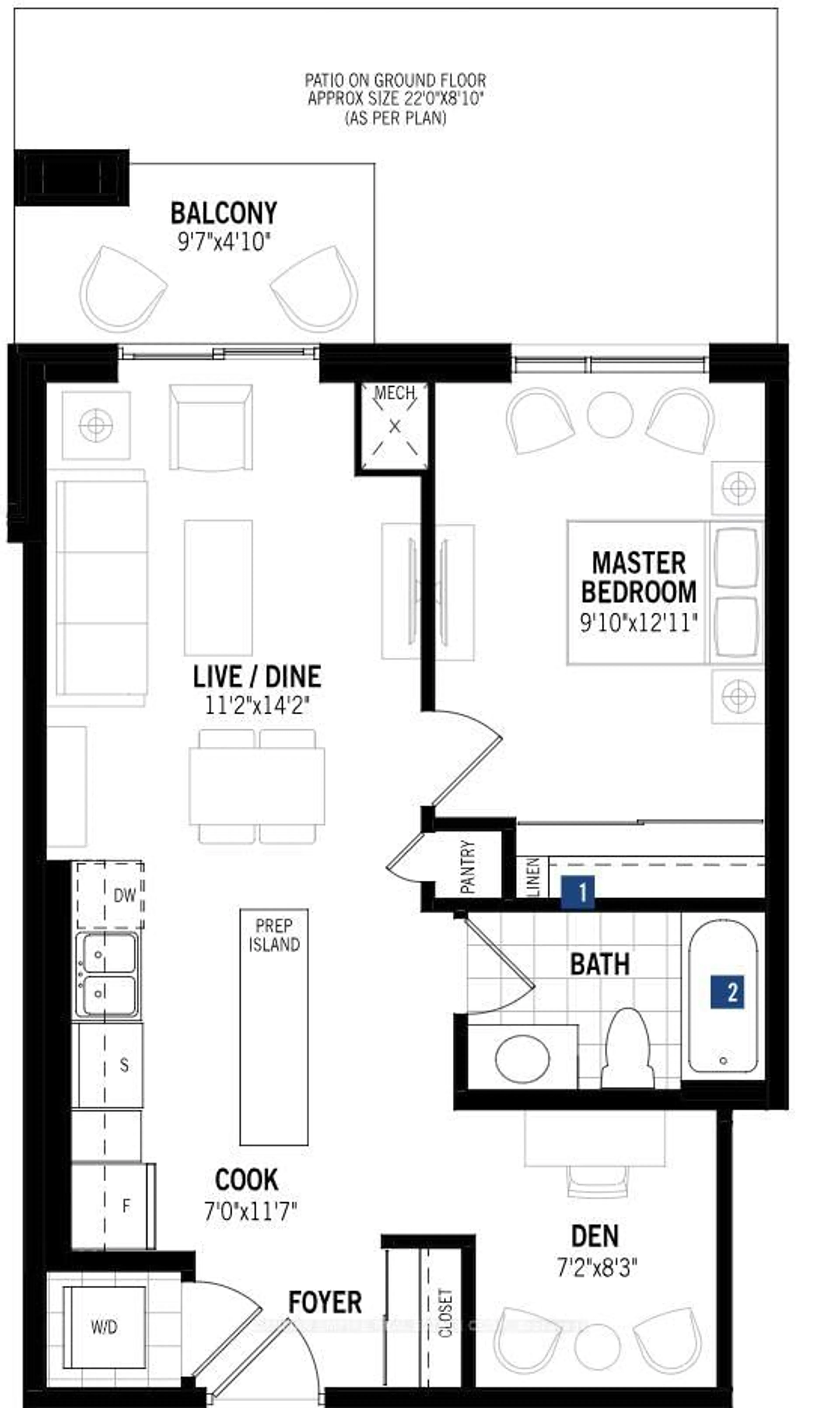 Floor plan for 102 Grovewood Common Rd #305, Oakville Ontario L6H 0X2