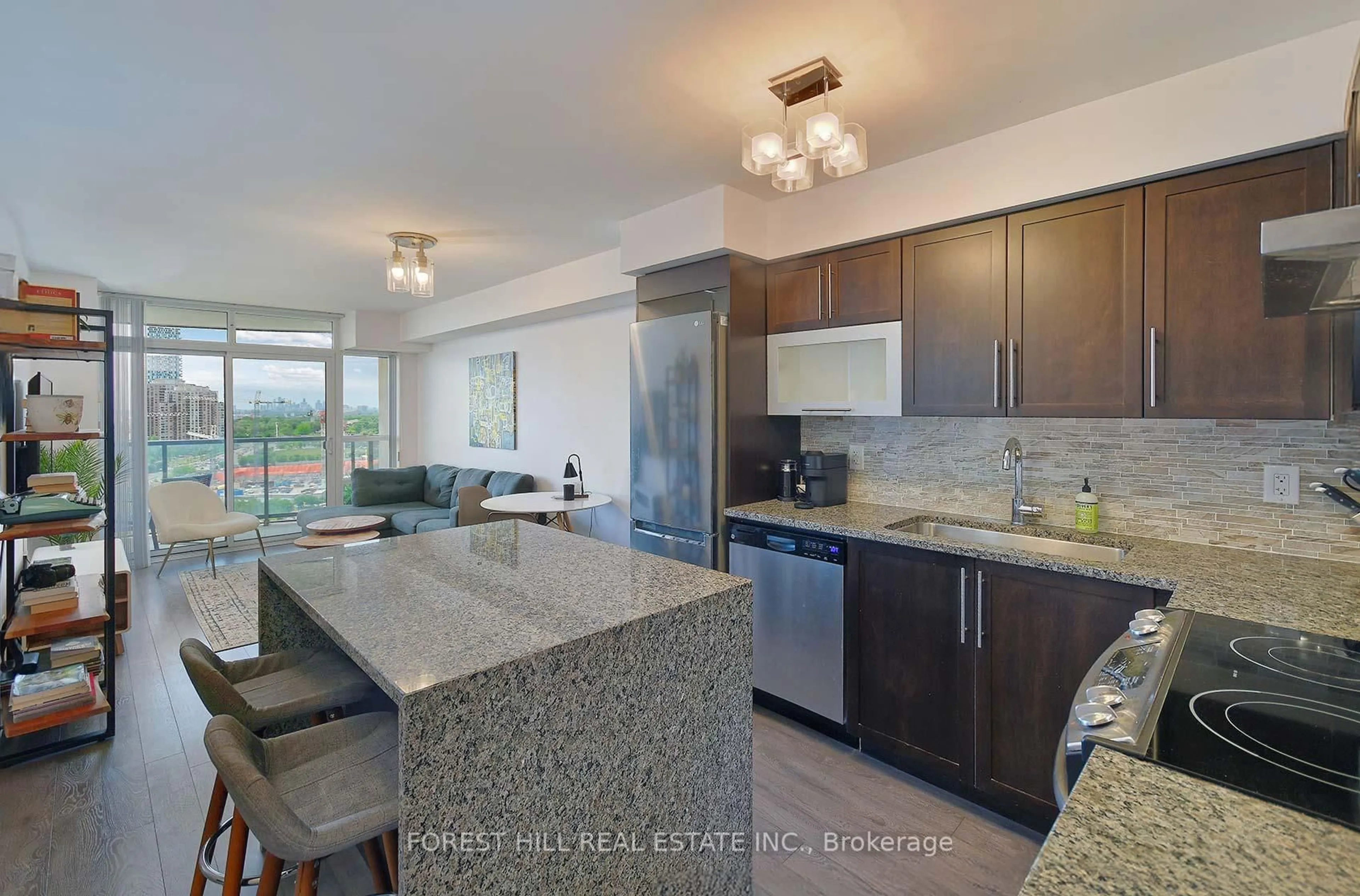 Open concept kitchen, ceramic/tile floor for 1 Michael Power Pl #1807, Toronto Ontario M9A 0A1