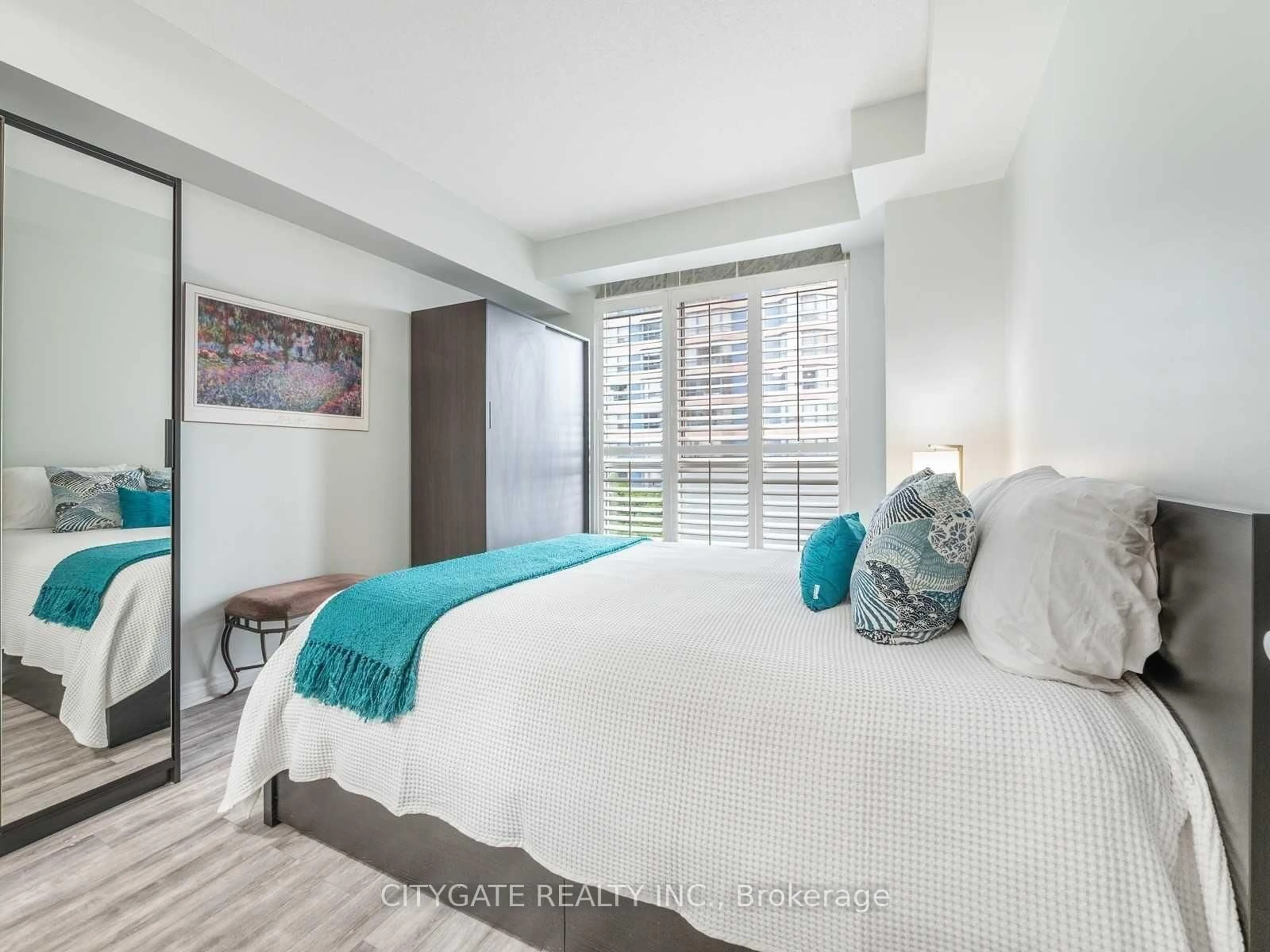 Bedroom with bed, unknown for 225 Webb Dr #314, Mississauga Ontario L5B 4P2