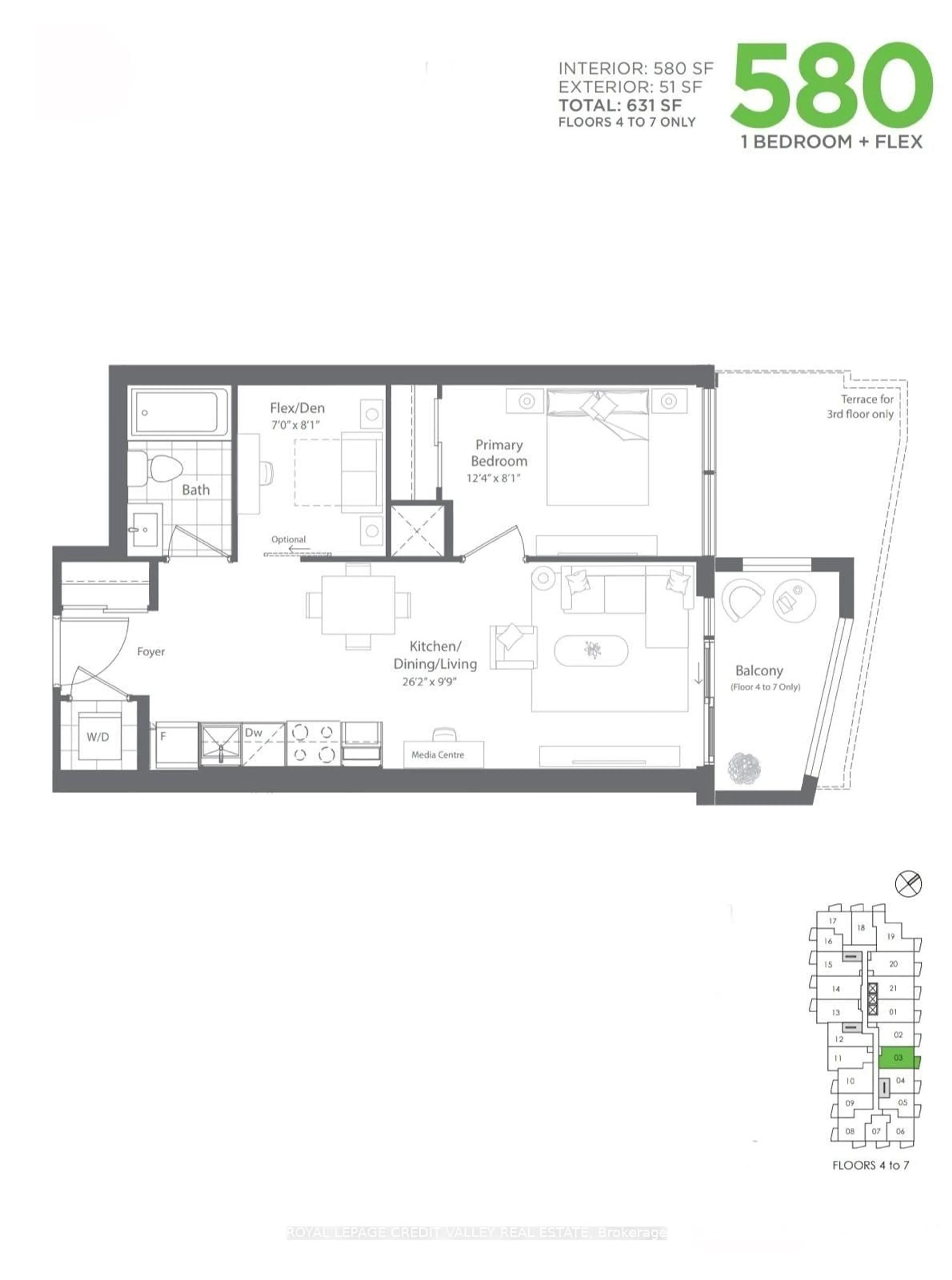 Floor plan for 260 Malta Ave #603, Brampton Ontario L6Y 6L7