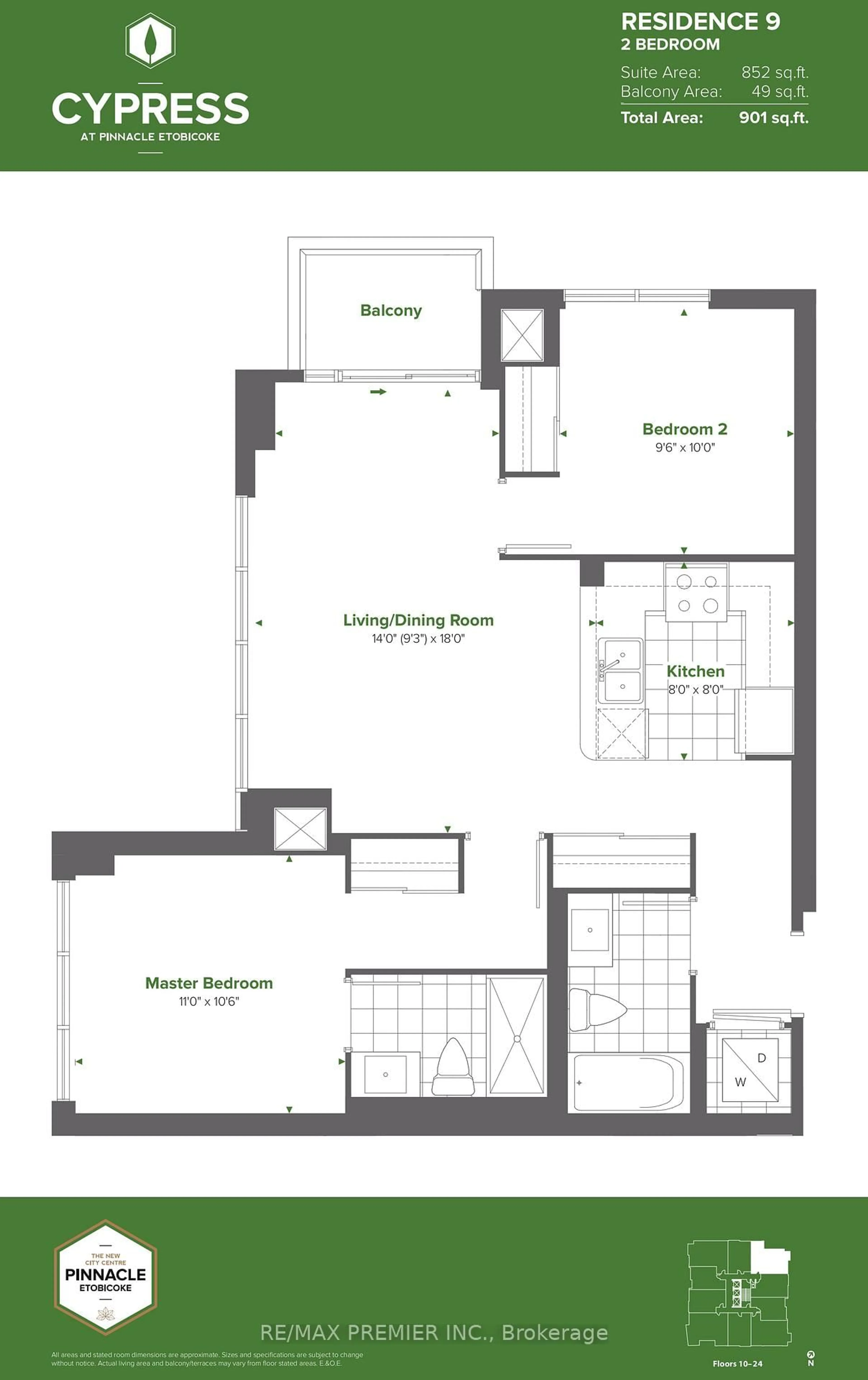 Floor plan for 50 Thomas Riley Rd #2409, Toronto Ontario M9B 0C5