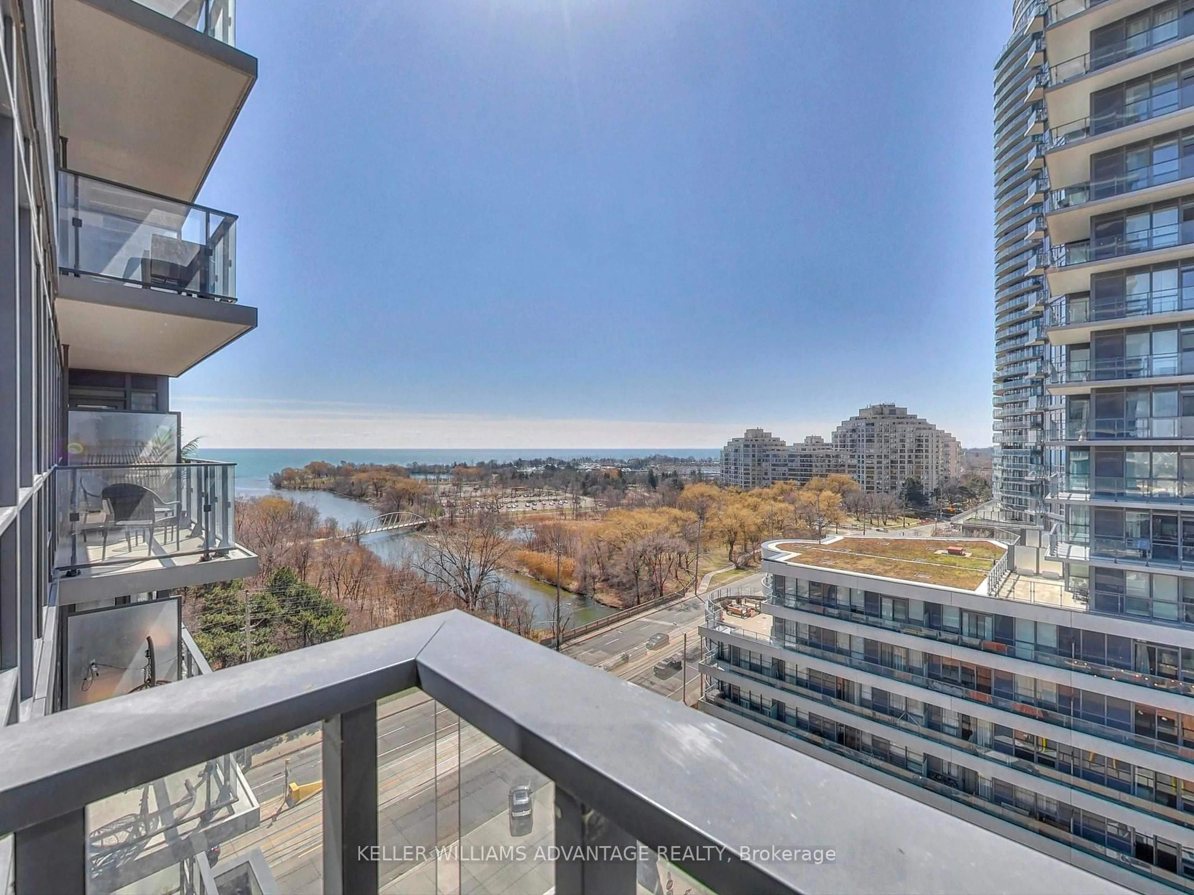 Balcony in the apartment, city buildings view from balcony for 2200 Lake Shore Blvd #1104, Toronto Ontario M8V 1A4