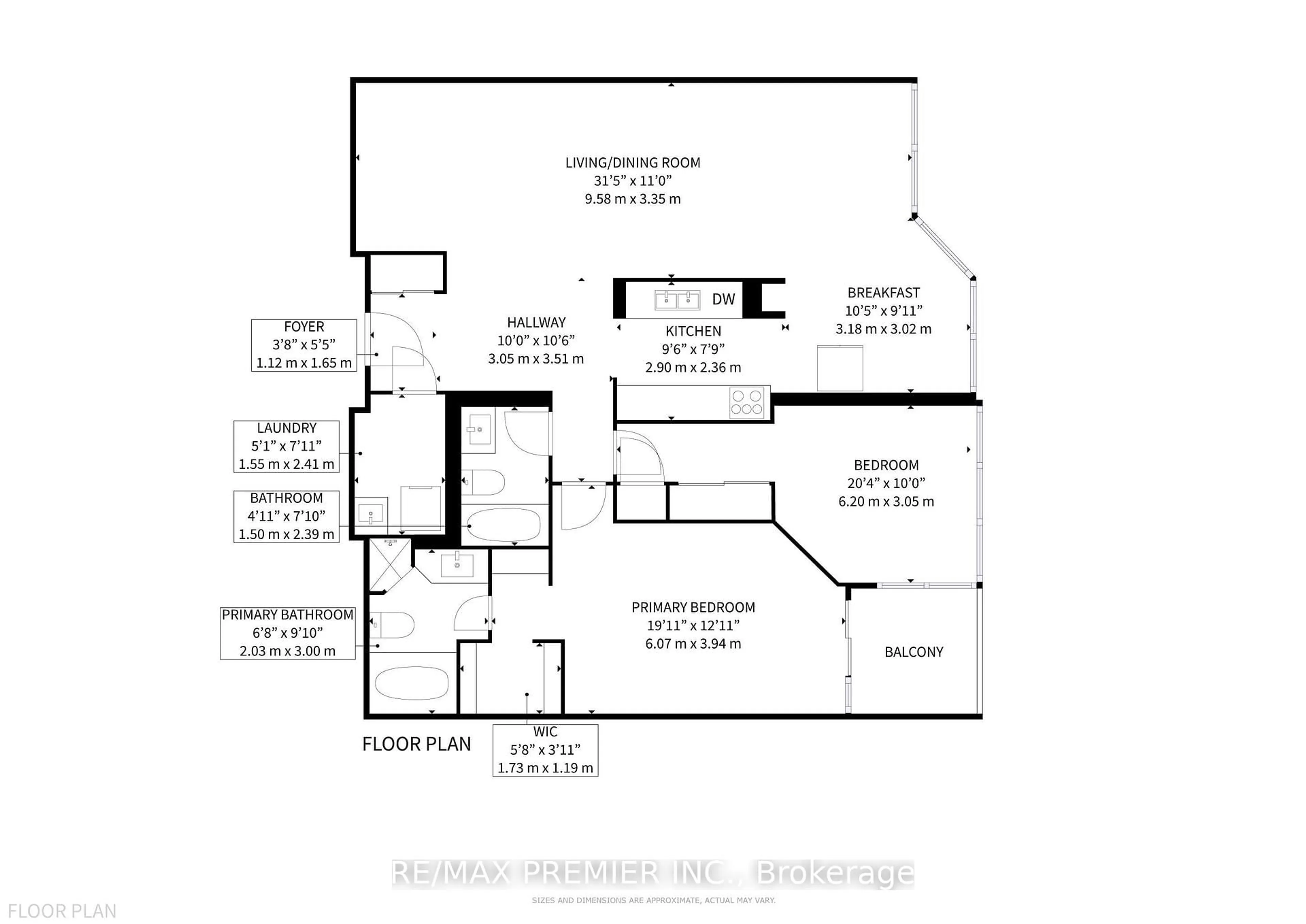 Floor plan for 3 Rowntree Rd #1406, Toronto Ontario M9V 5G8