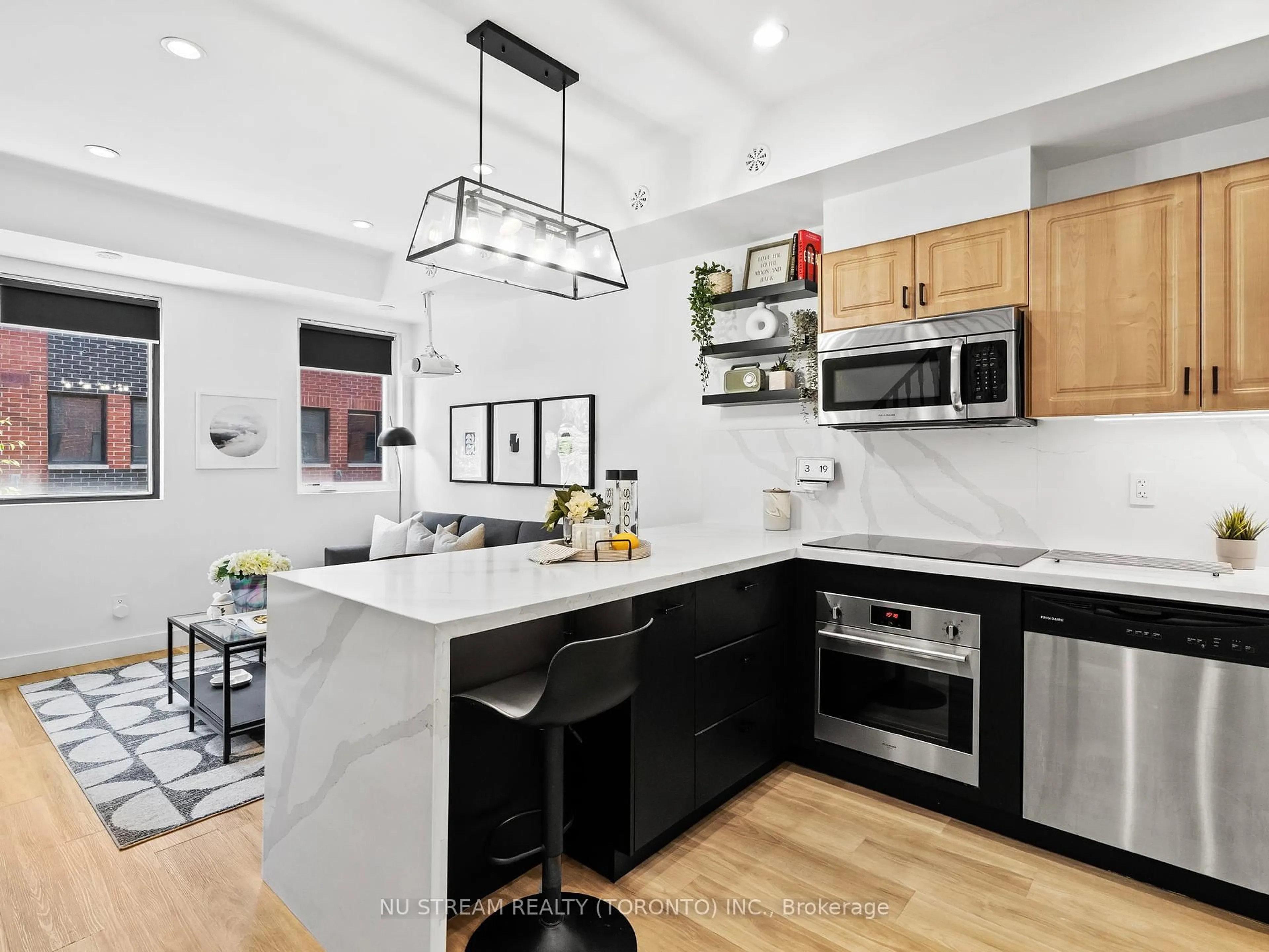 Open concept kitchen, ceramic/tile floor for 873 Wilson Ave #15, Toronto Ontario M3K 1E6