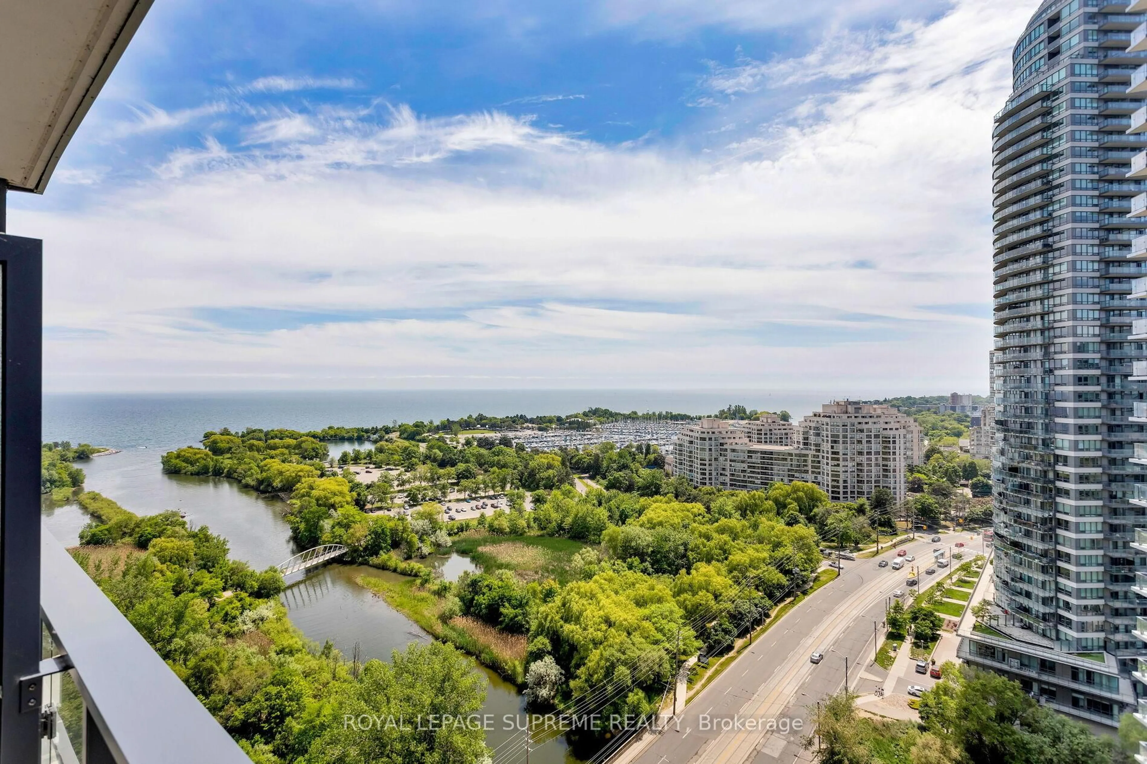 A pic from outside/outdoor area/front of a property/back of a property/a pic from drone, water/lake/river/ocean view for 2200 Lake Shore Blvd #2303, Toronto Ontario M8V 1A4