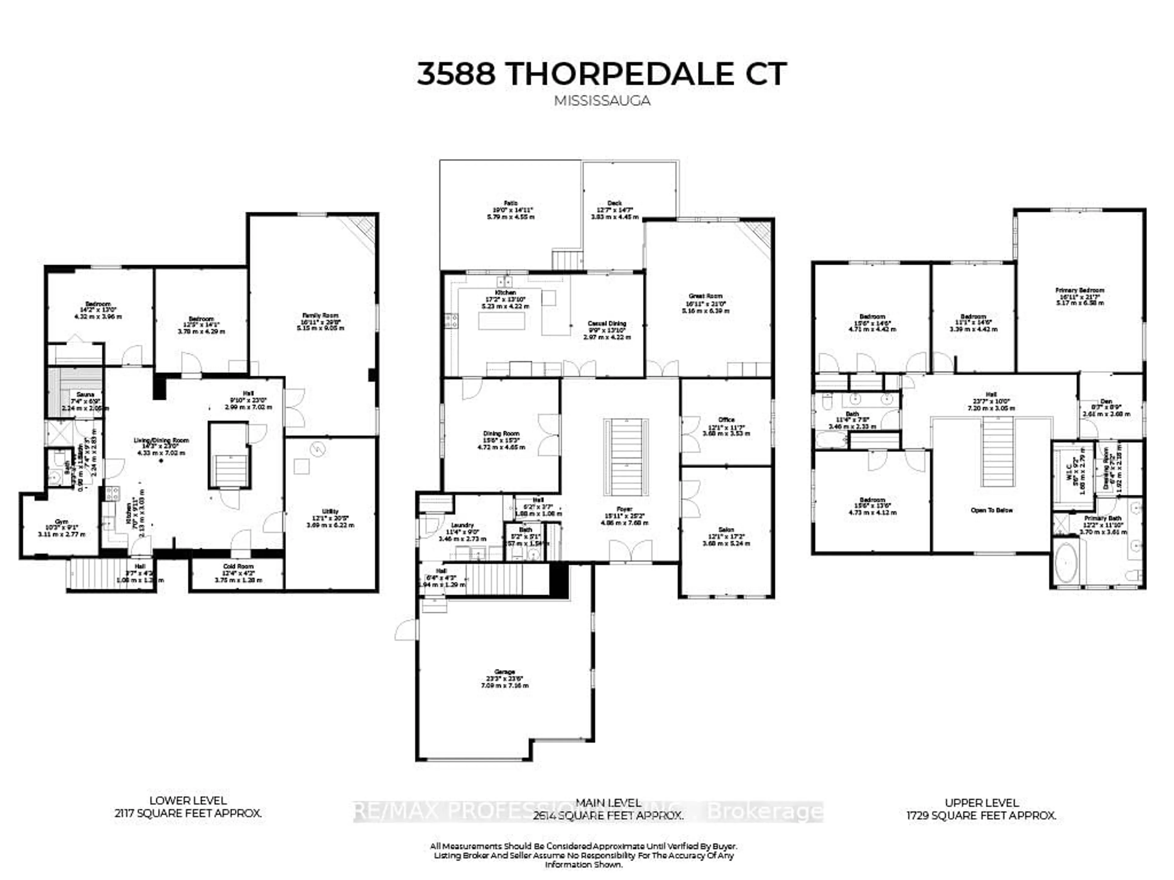Floor plan for 3588 Thorpedale Crt, Mississauga Ontario L5L 3V6