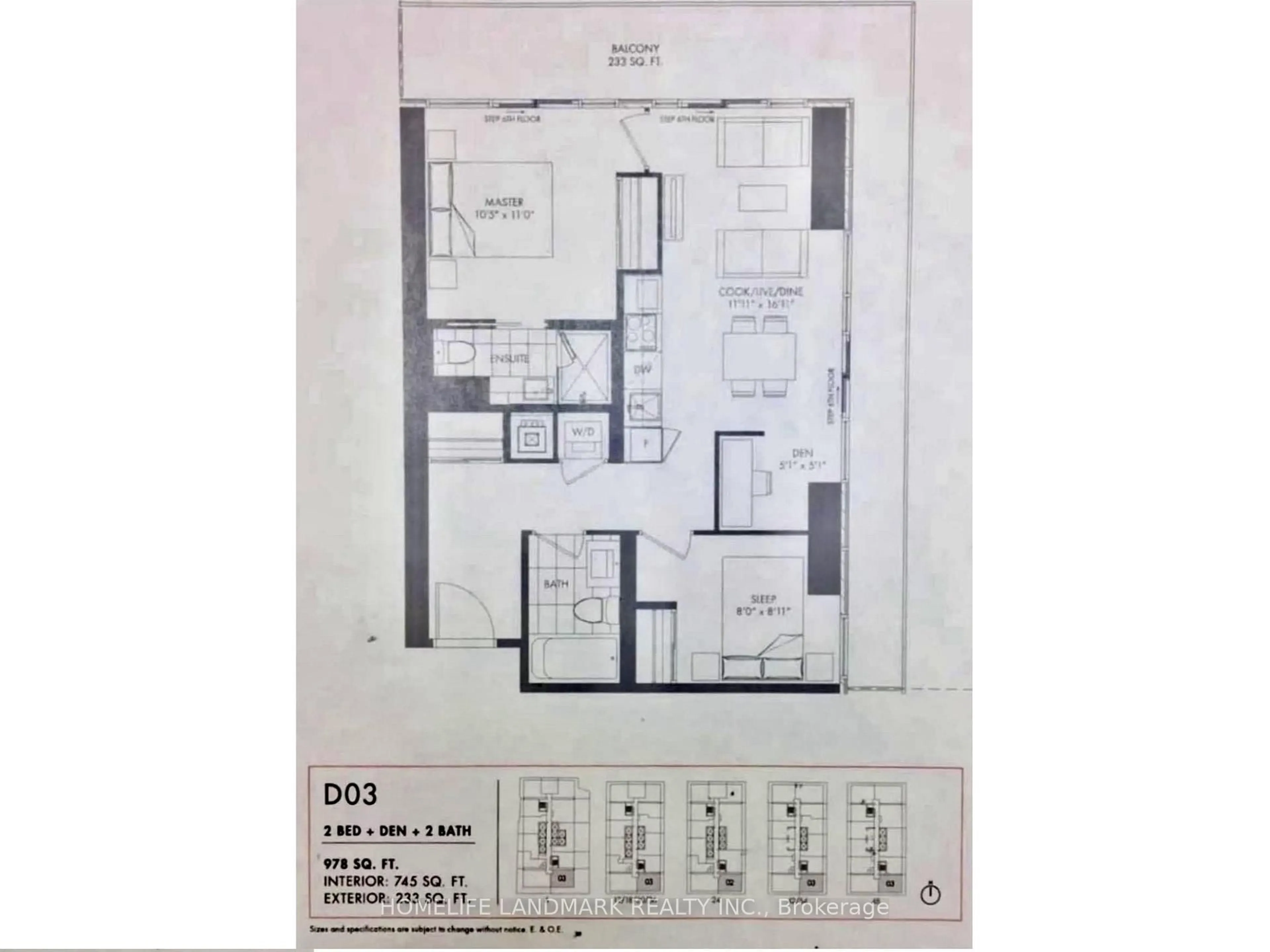 Floor plan for 3900 Confederation Pkwy #1203, Mississauga Ontario L5B 0M3