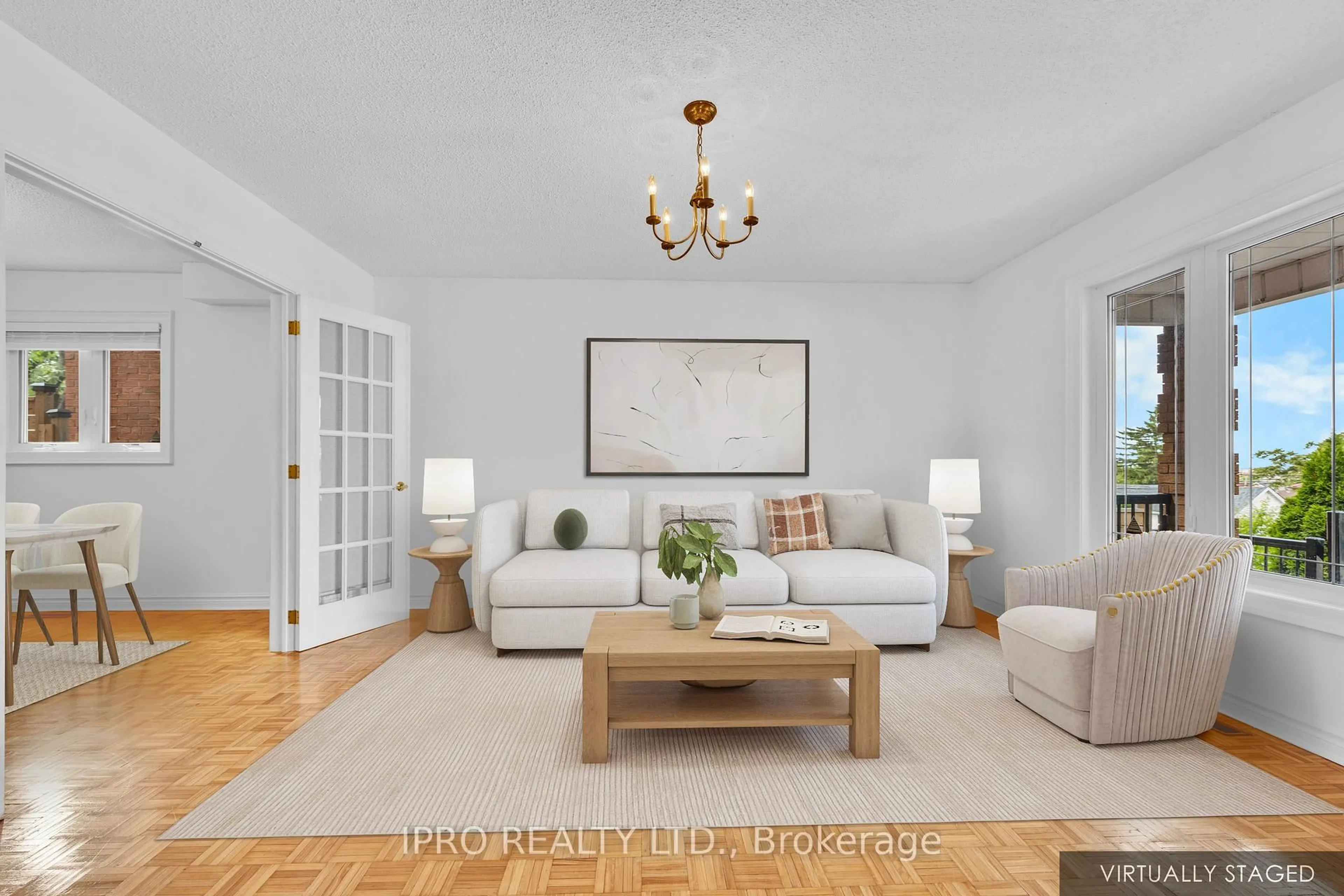 Living room with furniture, wood/laminate floor for 551 Caledonia Rd, Toronto Ontario M6E 4V3