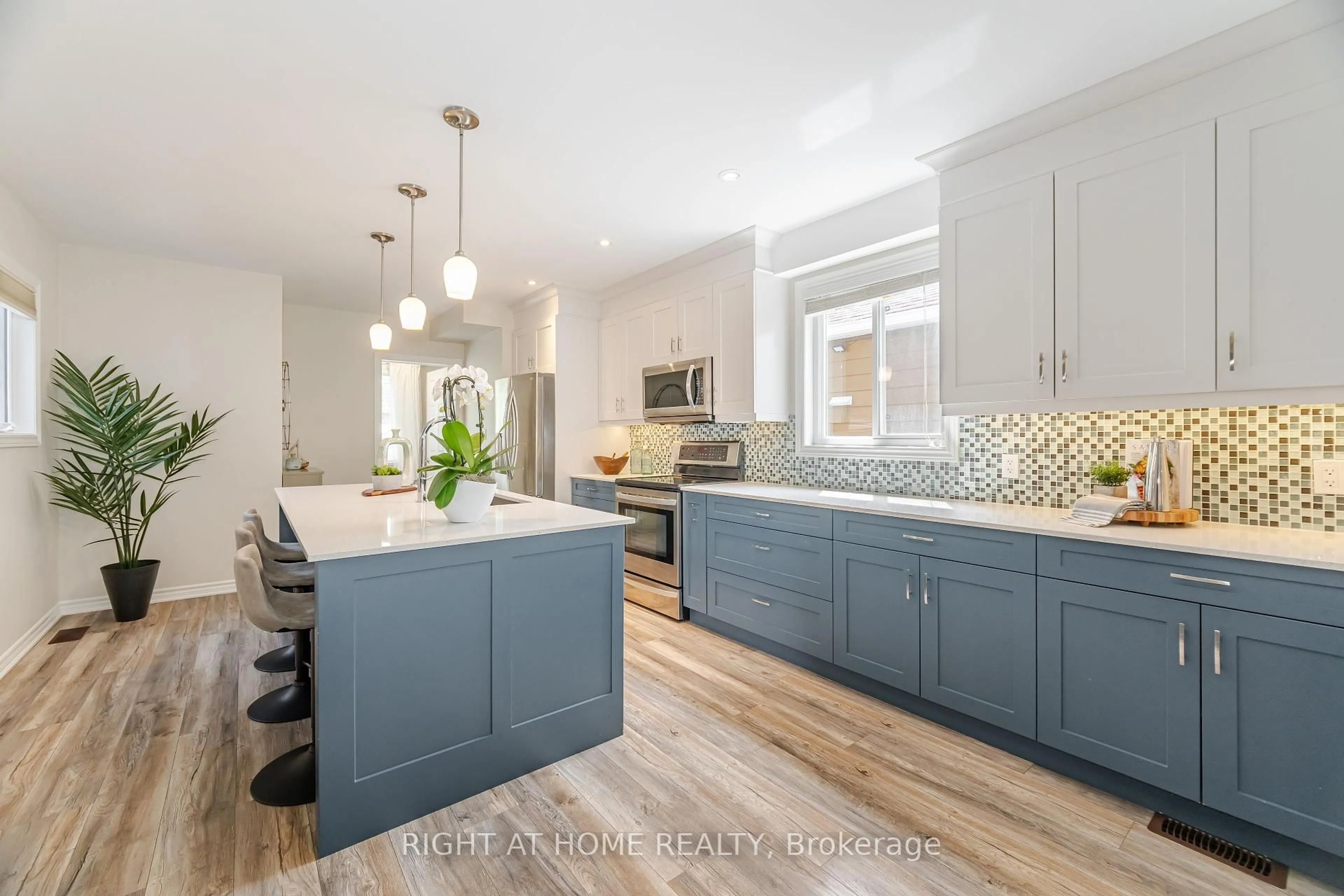 Open concept kitchen, ceramic/tile floor for 57 Twenty Fifth St, Toronto Ontario M8V 3P6