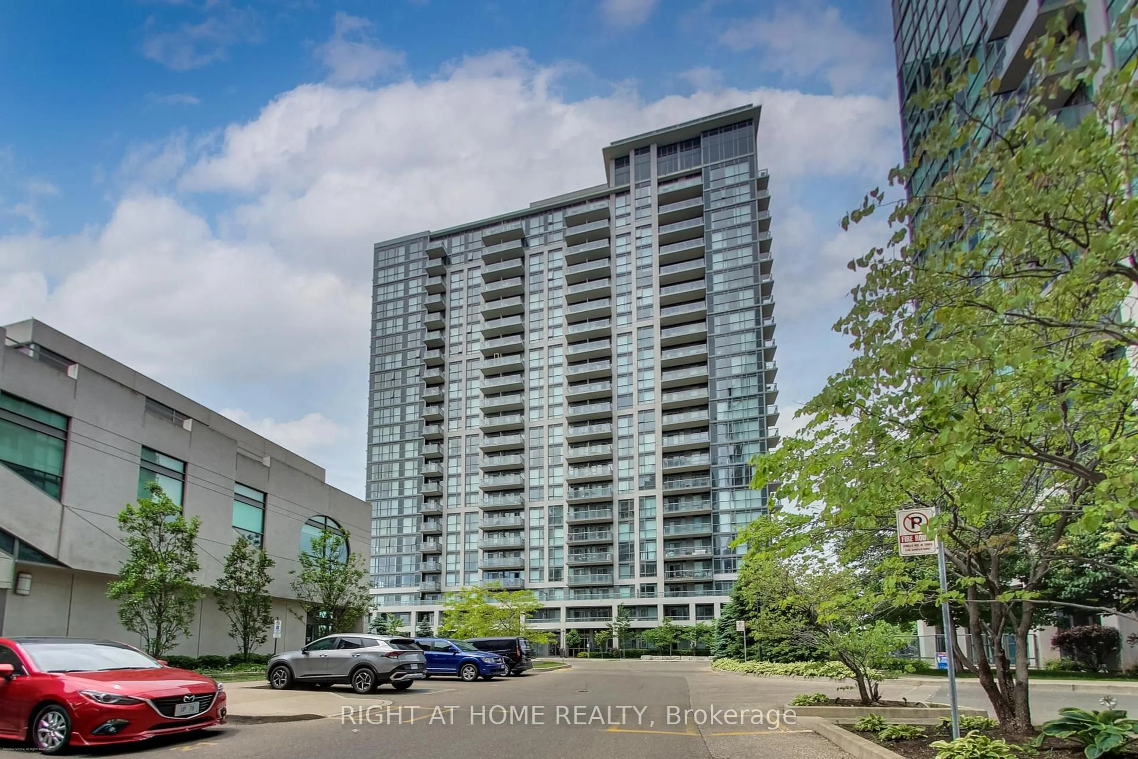 A pic from outside/outdoor area/front of a property/back of a property/a pic from drone, unknown for 349 Rathburn Rd #515, Mississauga Ontario L5B 0G9