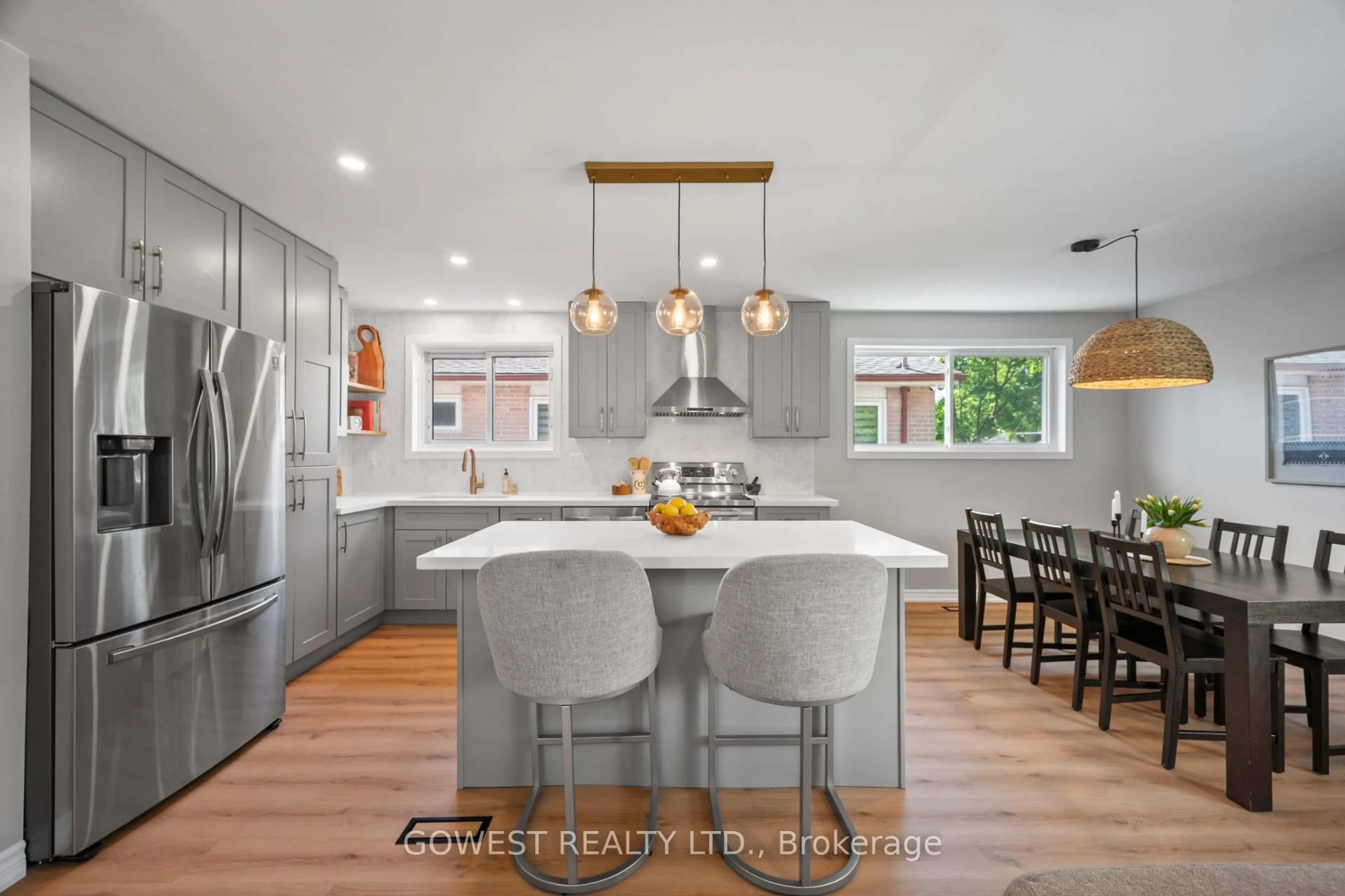 Open concept kitchen, ceramic/tile floor for 19 Wellesworth Dr, Toronto Ontario M9C 4P5