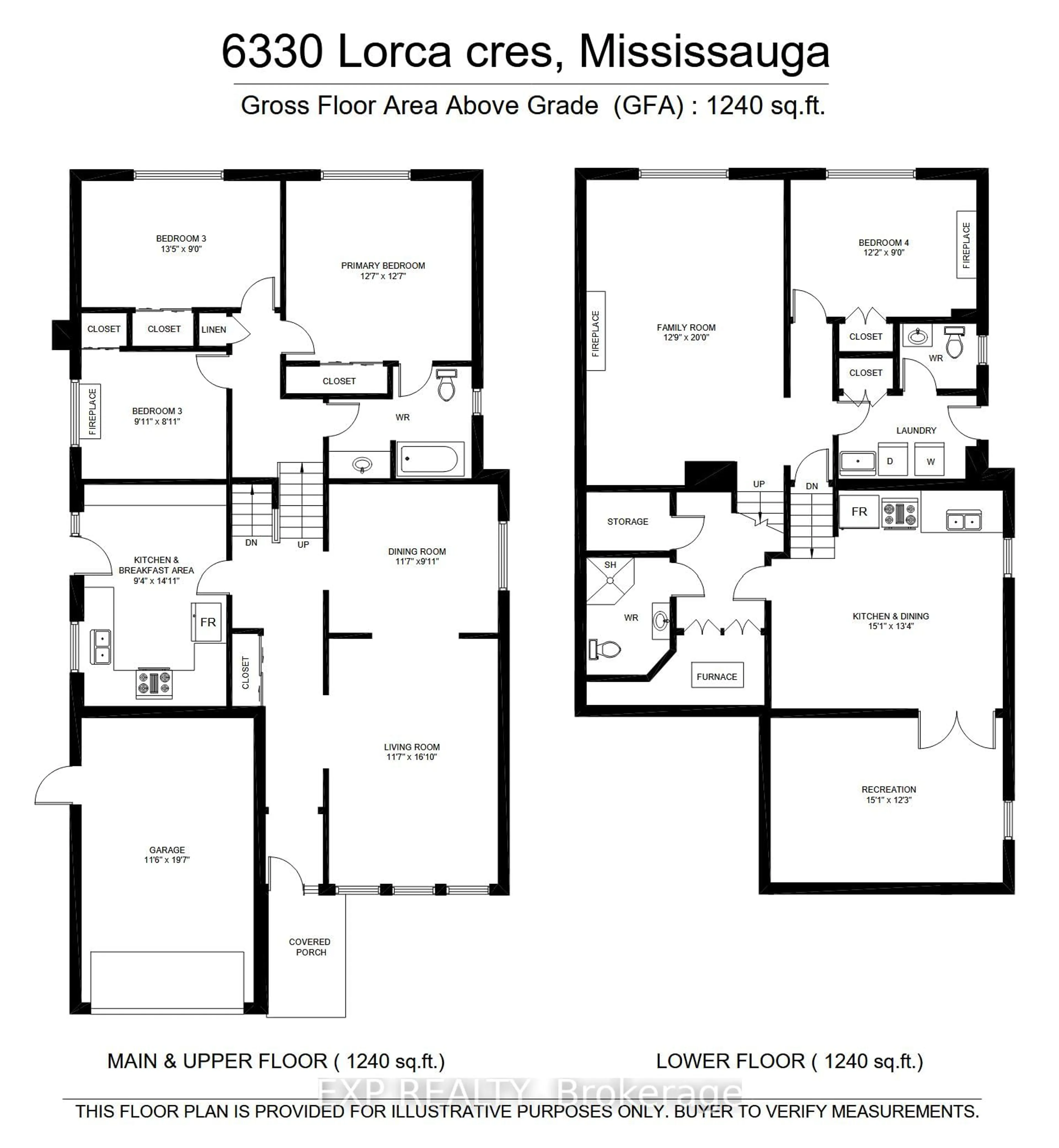 Floor plan for 6330 Lorca Cres, Mississauga Ontario L5N 2J4