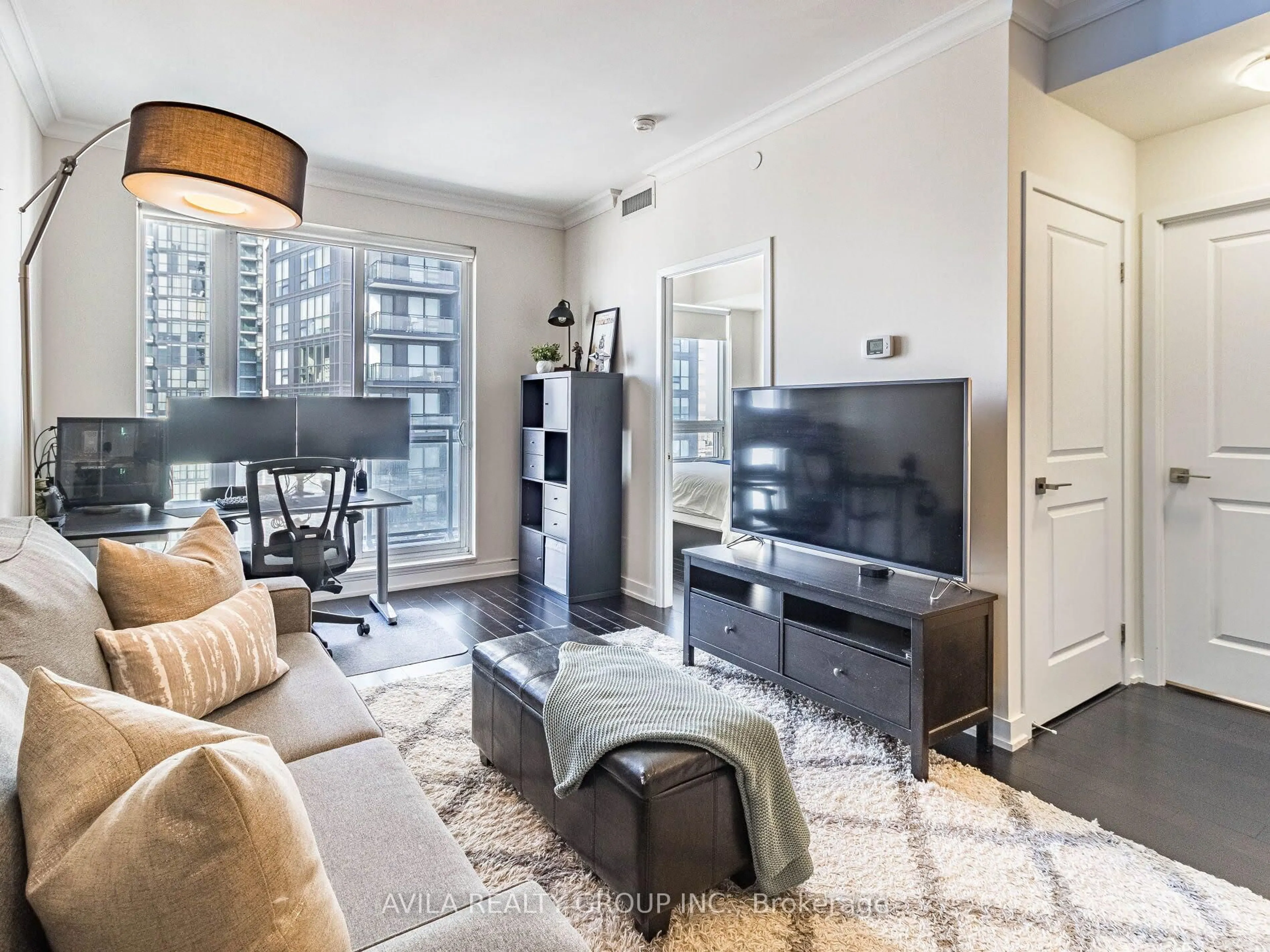 Living room with furniture, unknown for 4011 Brickstone Mews #2904, Mississauga Ontario L5B 0J7
