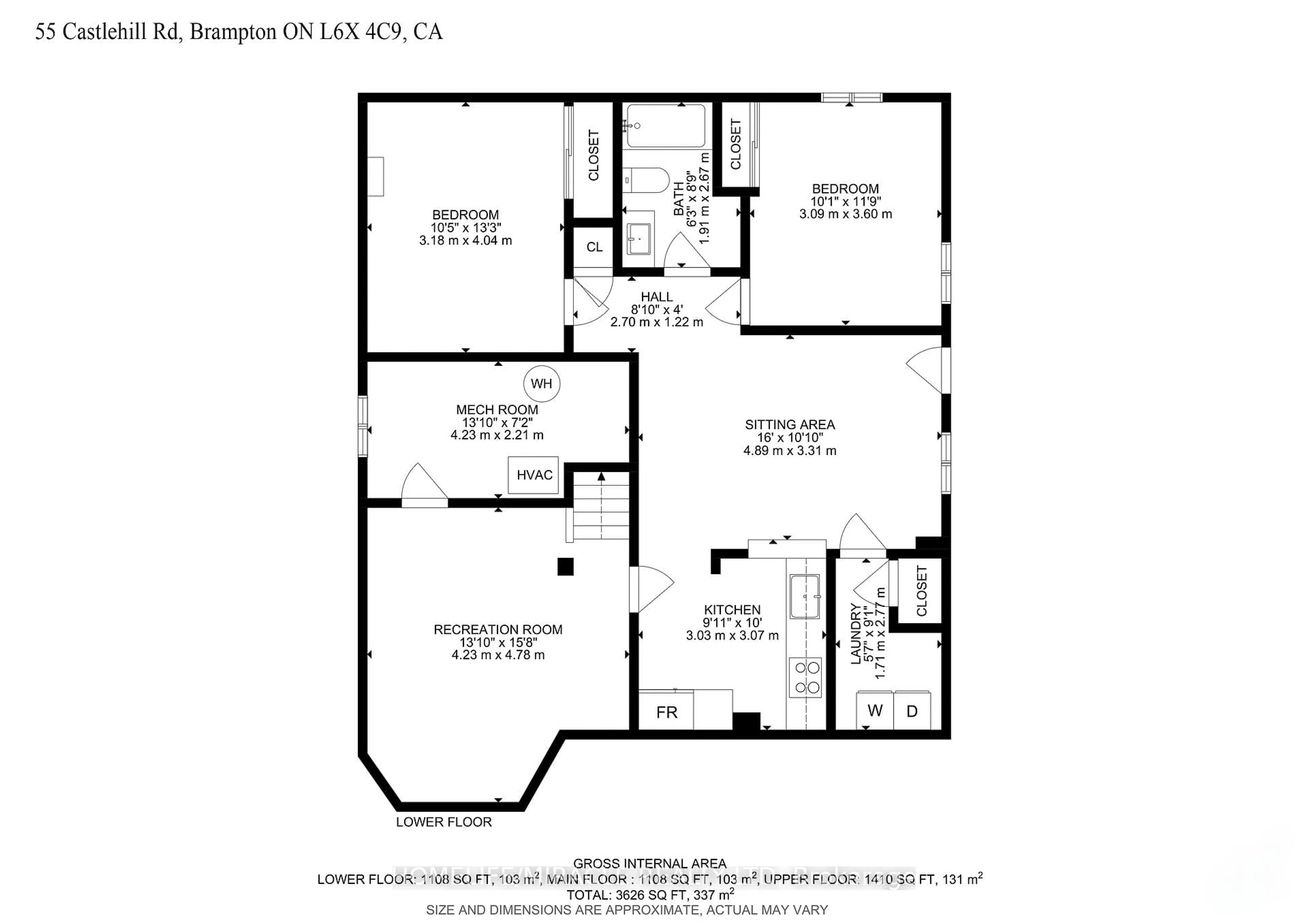 Floor plan for 55 Castlehill Rd, Brampton Ontario L6X 4C9