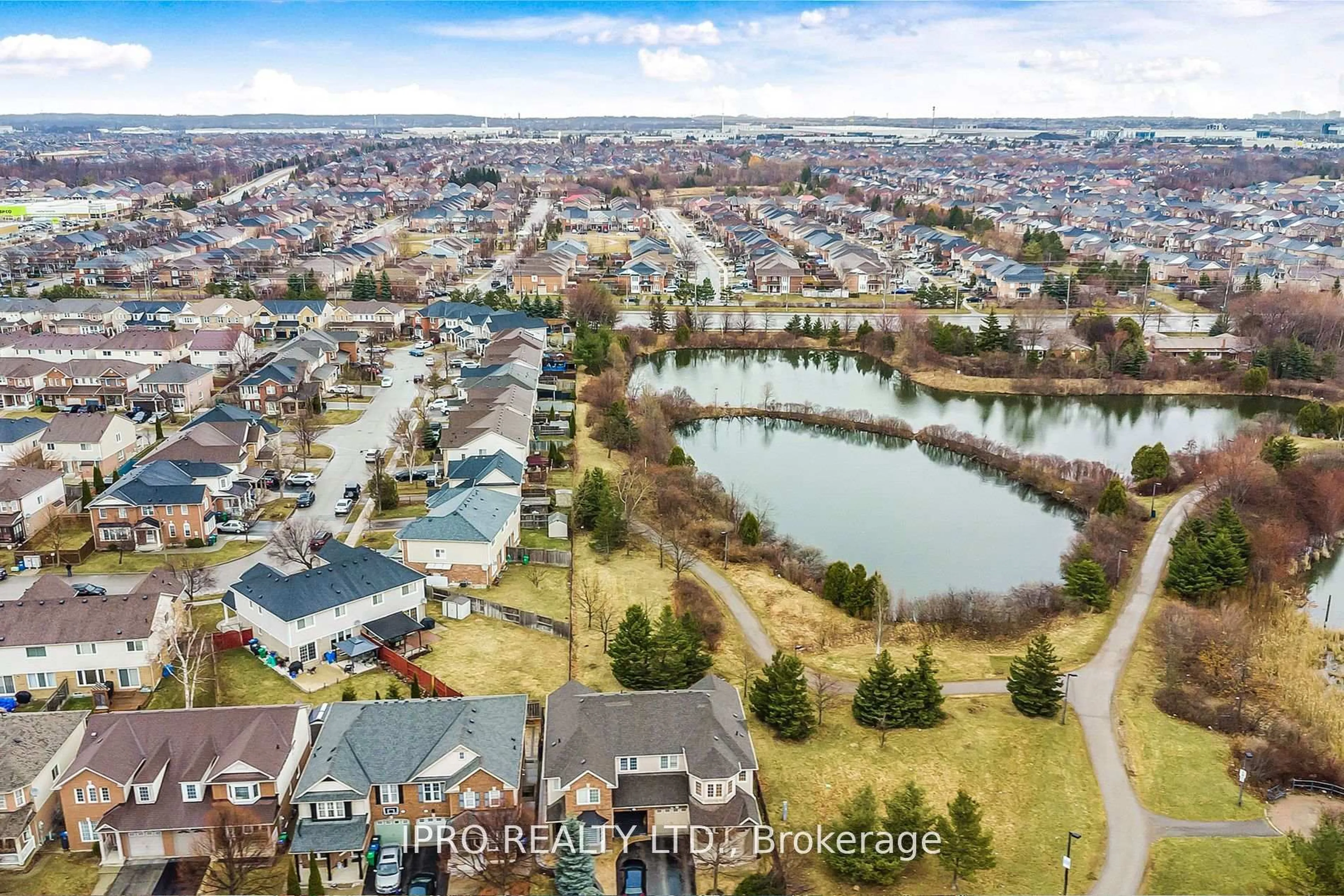 A pic from outside/outdoor area/front of a property/back of a property/a pic from drone, water/lake/river/ocean view for 108 Sweetwood Circ, Brampton Ontario L7A 2S2