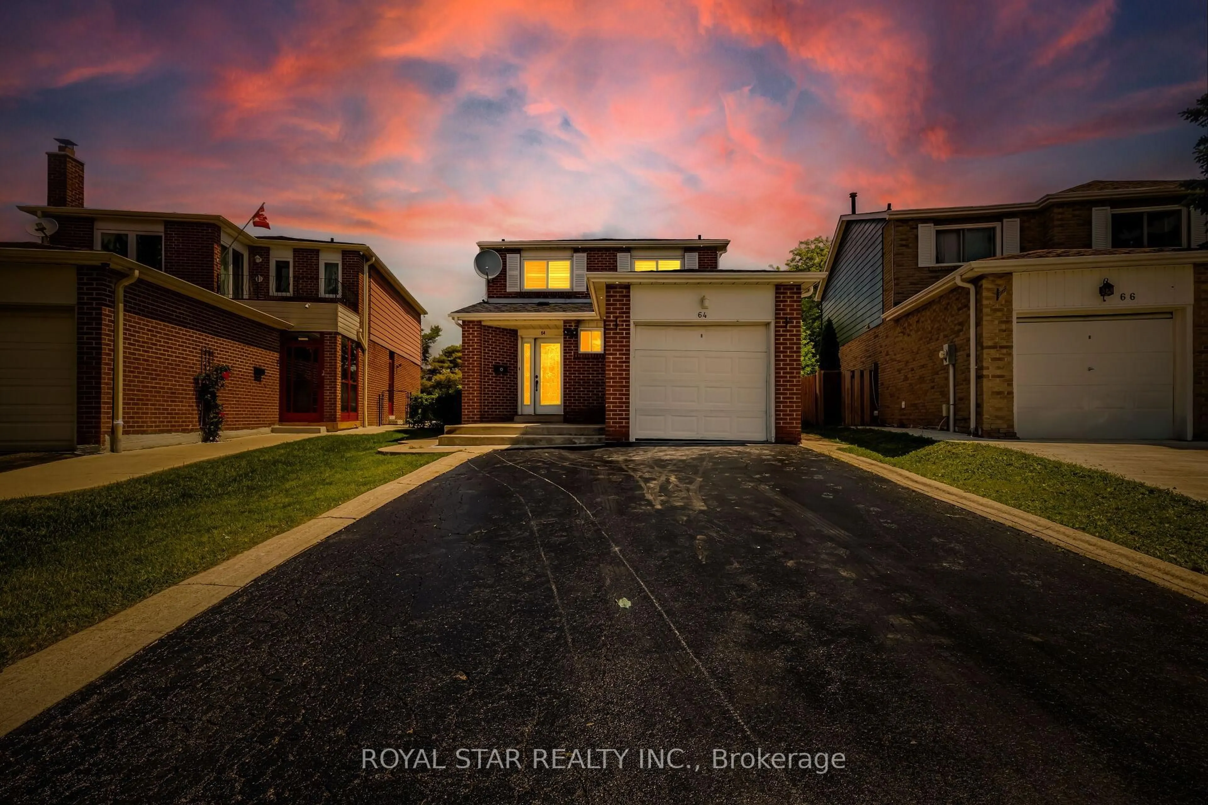A pic from outside/outdoor area/front of a property/back of a property/a pic from drone, street for 64 Banting Cres, Brampton Ontario L6Y 2K9