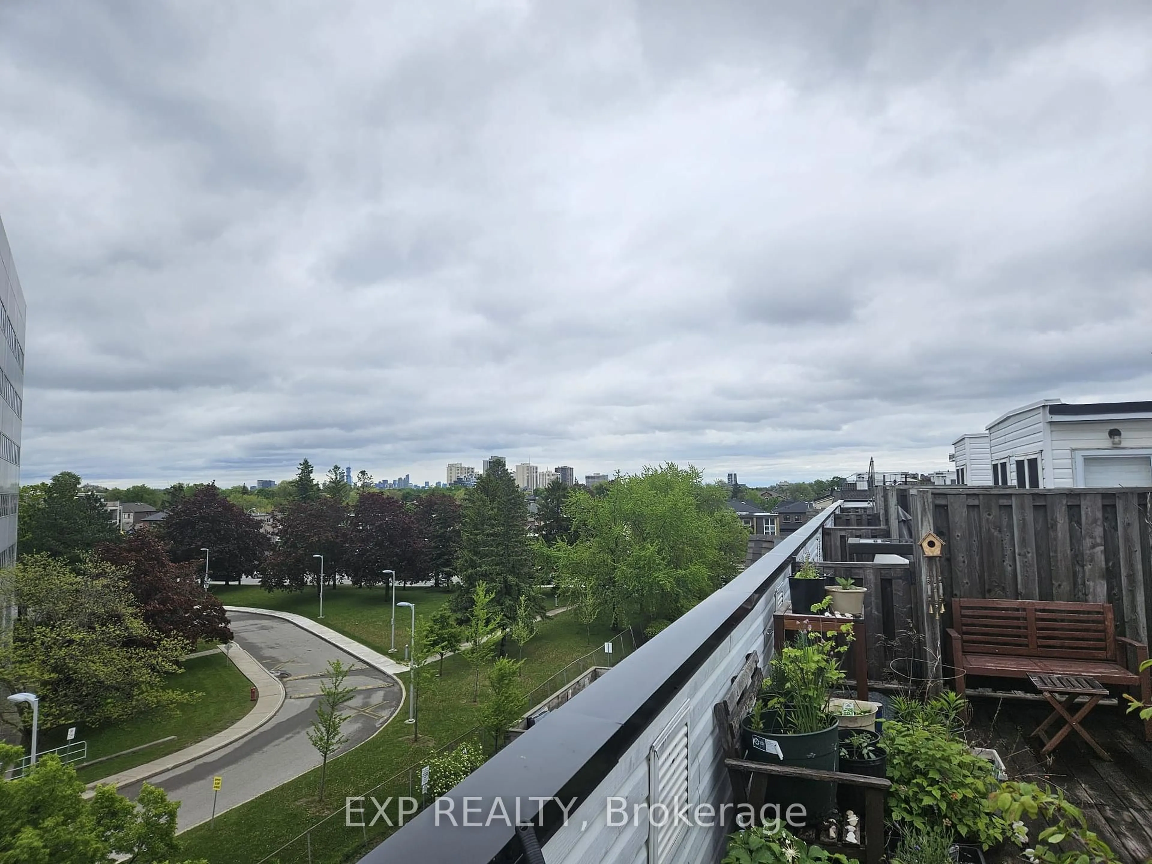 Balcony in the apartment, city buildings view from balcony for 760 Lawrence Ave #TH 221, Toronto Ontario M6A 1B8