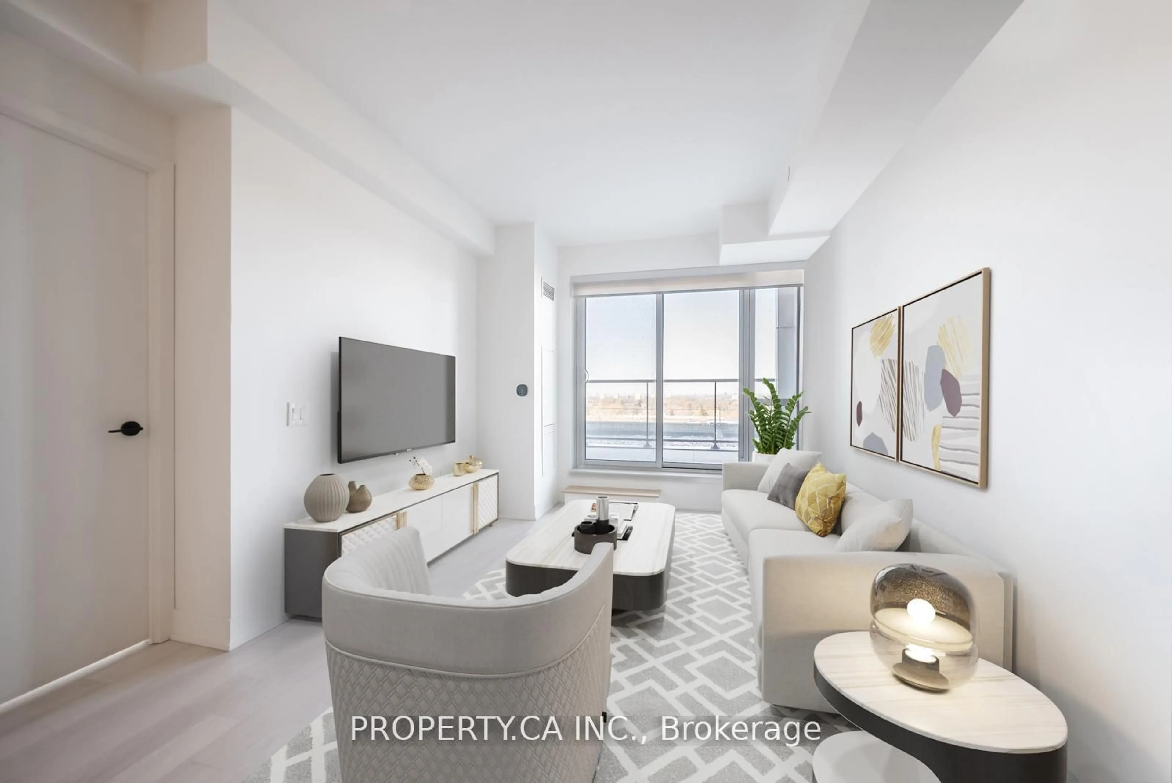 Living room with furniture, unknown for 50 George Butchart Dr #401, Toronto Ontario M3K 0C9