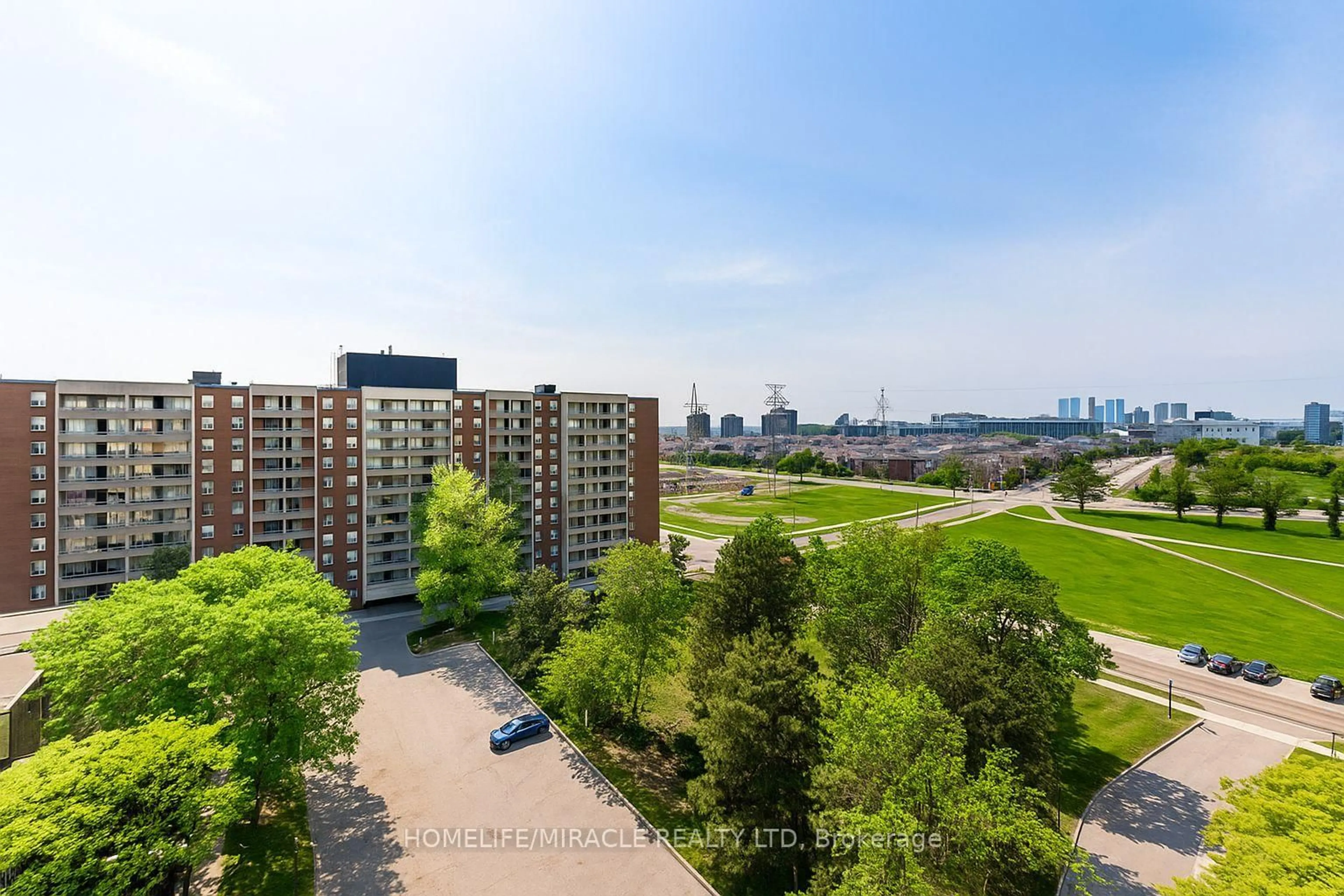 A pic from outside/outdoor area/front of a property/back of a property/a pic from drone, city buildings view from balcony for 1 Four Winds Dr #804, Toronto Ontario M3J 2T1