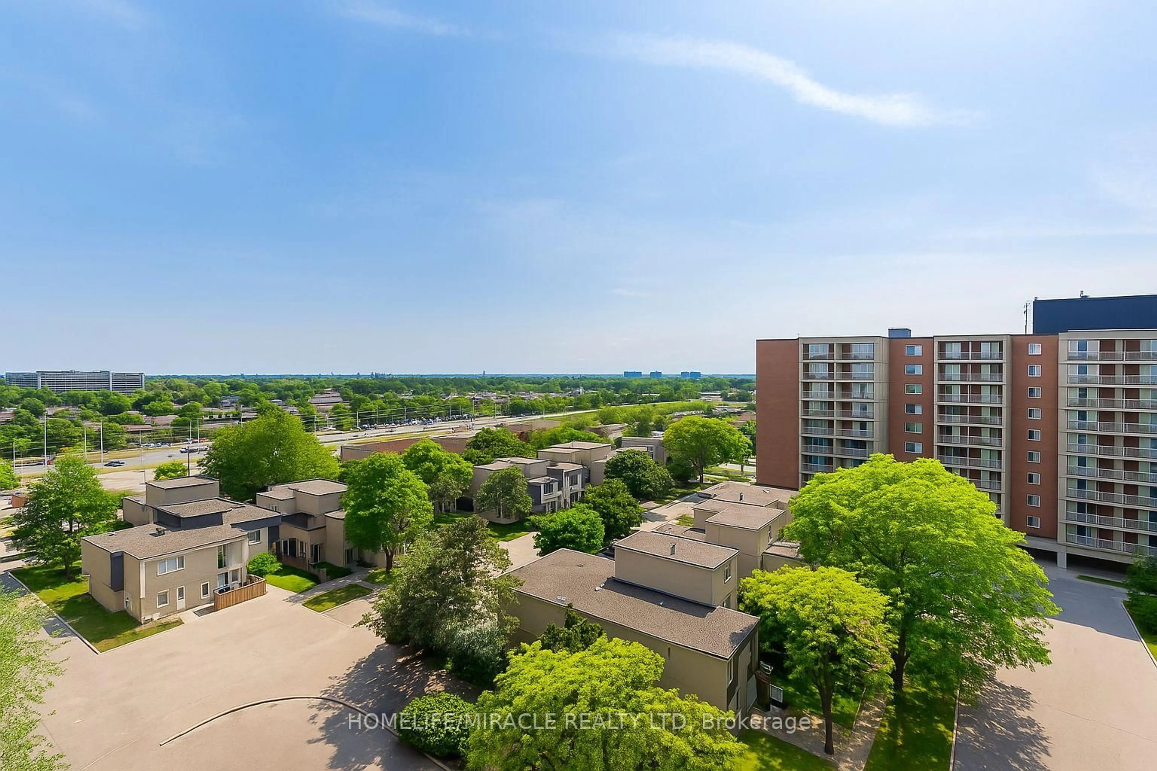 A pic from outside/outdoor area/front of a property/back of a property/a pic from drone, city buildings view from balcony for 1 Four Winds Dr #804, Toronto Ontario M3J 2T1