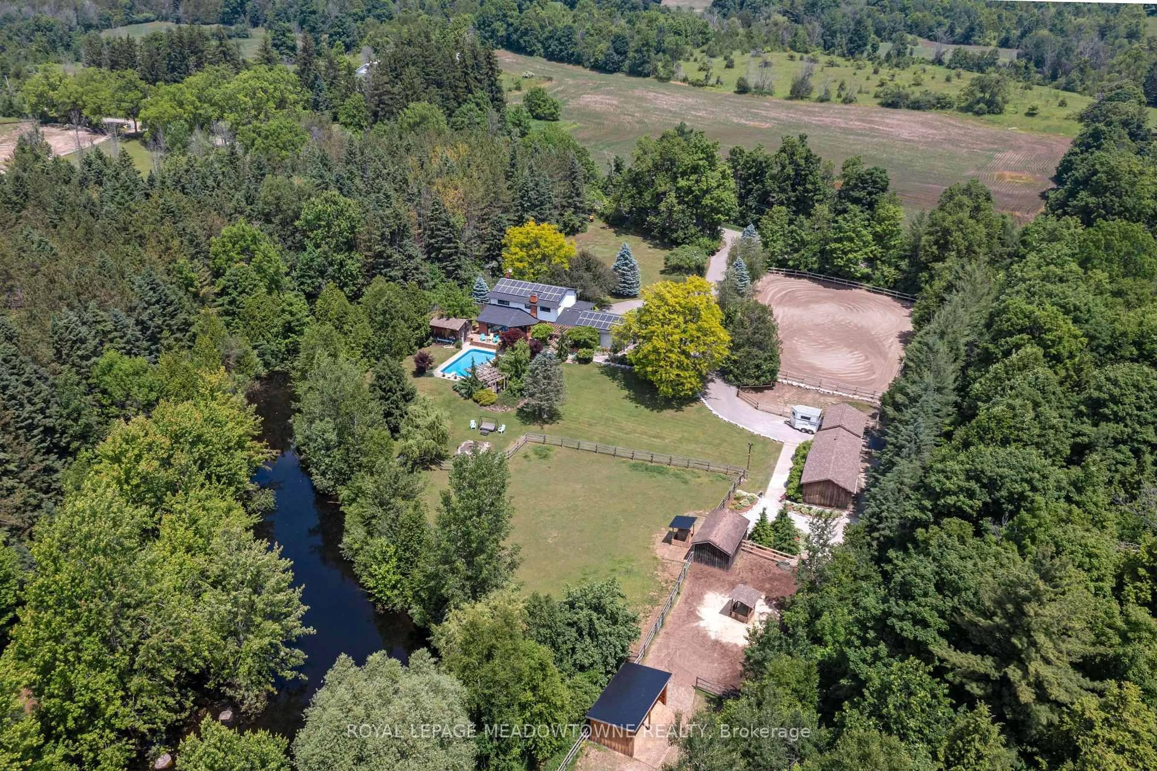 A pic from outside/outdoor area/front of a property/back of a property/a pic from drone, water/lake/river/ocean view for 11636 Sixth Line Nassagaweya, Milton Ontario L7J 2L7