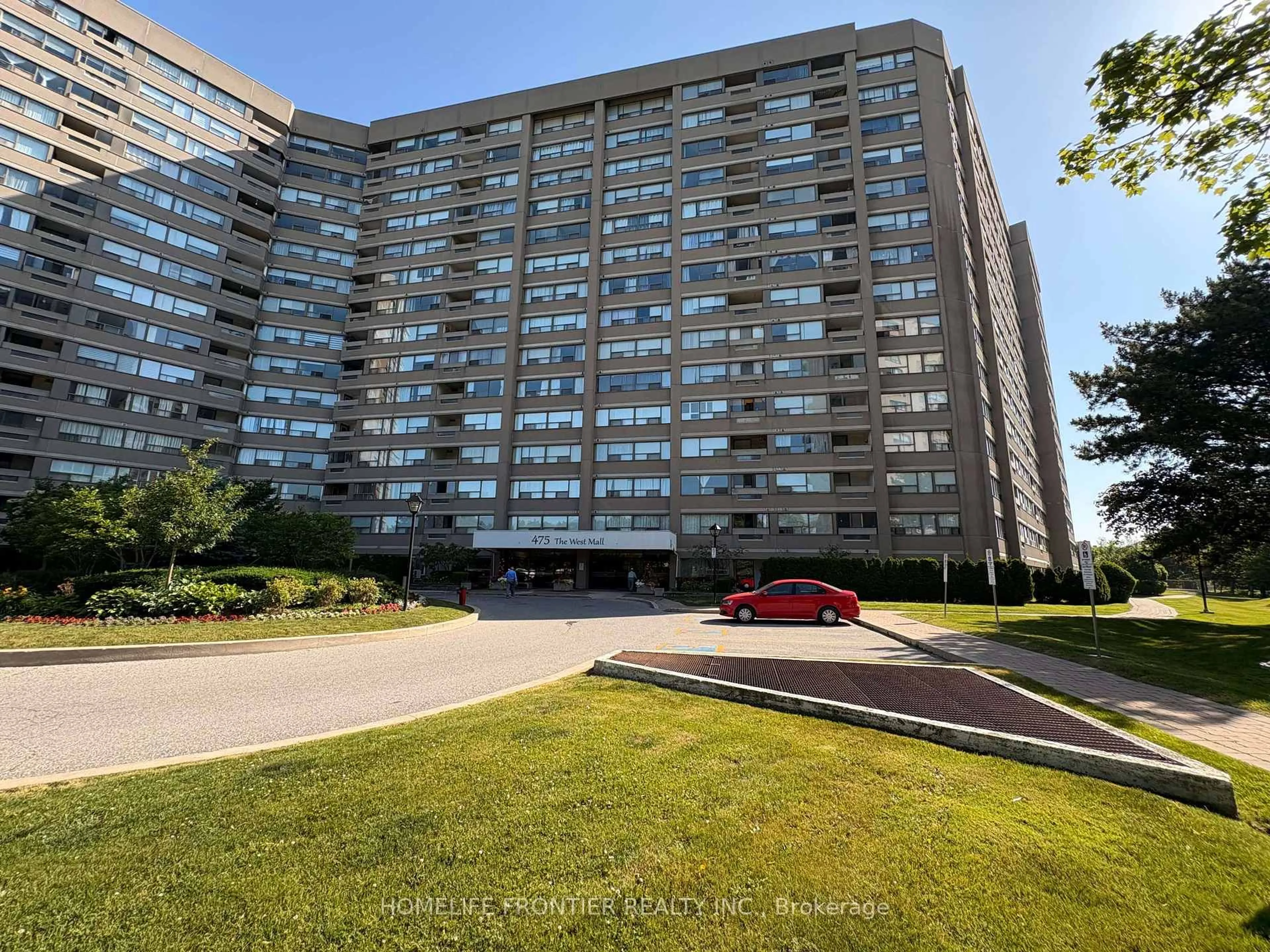 A pic from outside/outdoor area/front of a property/back of a property/a pic from drone, unknown for 475 The West Mall #1212, Toronto Ontario M9C 4Z3