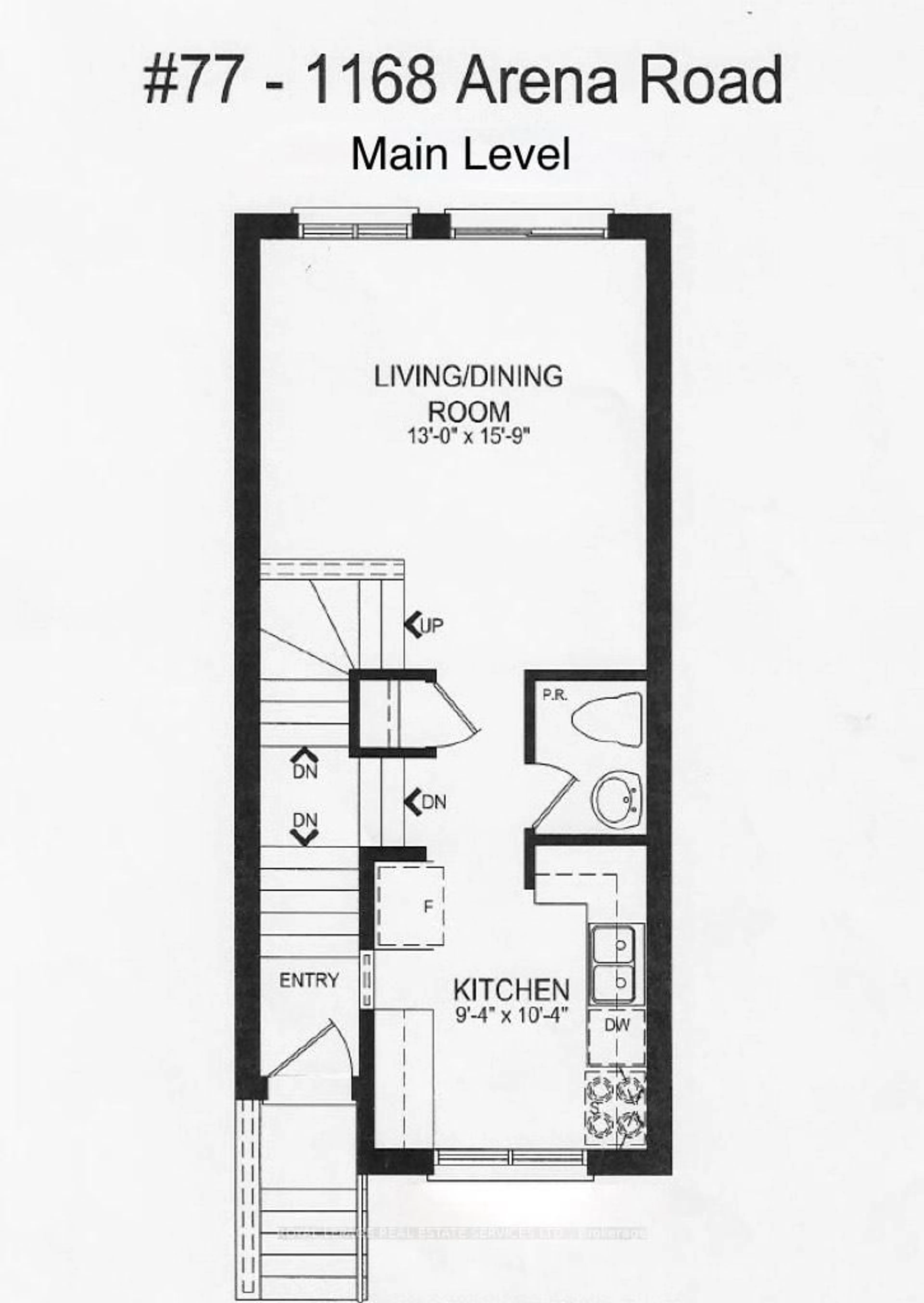 Floor plan for 1168 Arena Rd #77, Mississauga Ontario L4Y 4K7