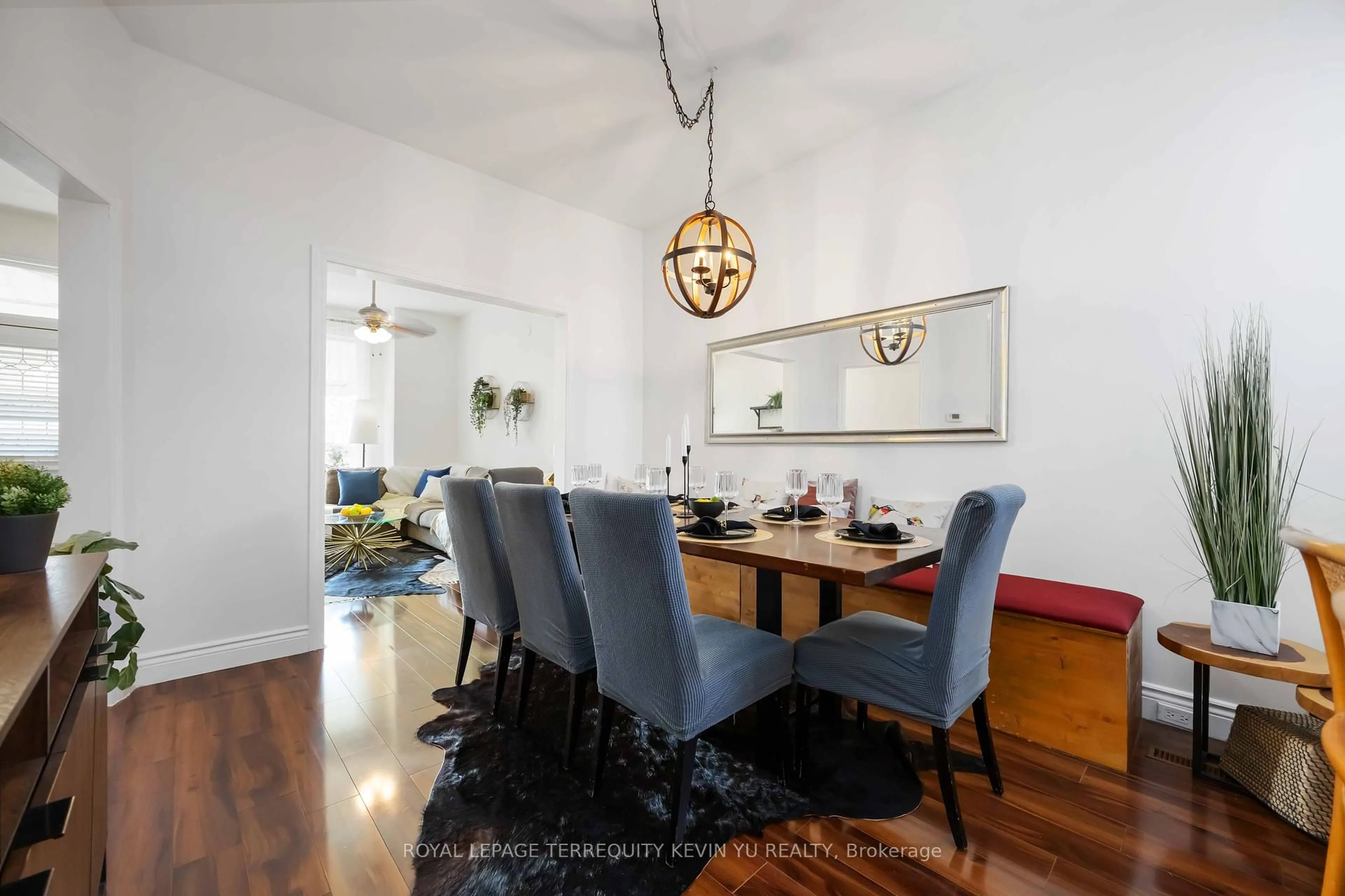 Dining room, wood/laminate floor for 23 Edwin Ave, Toronto Ontario M6P 3Z5