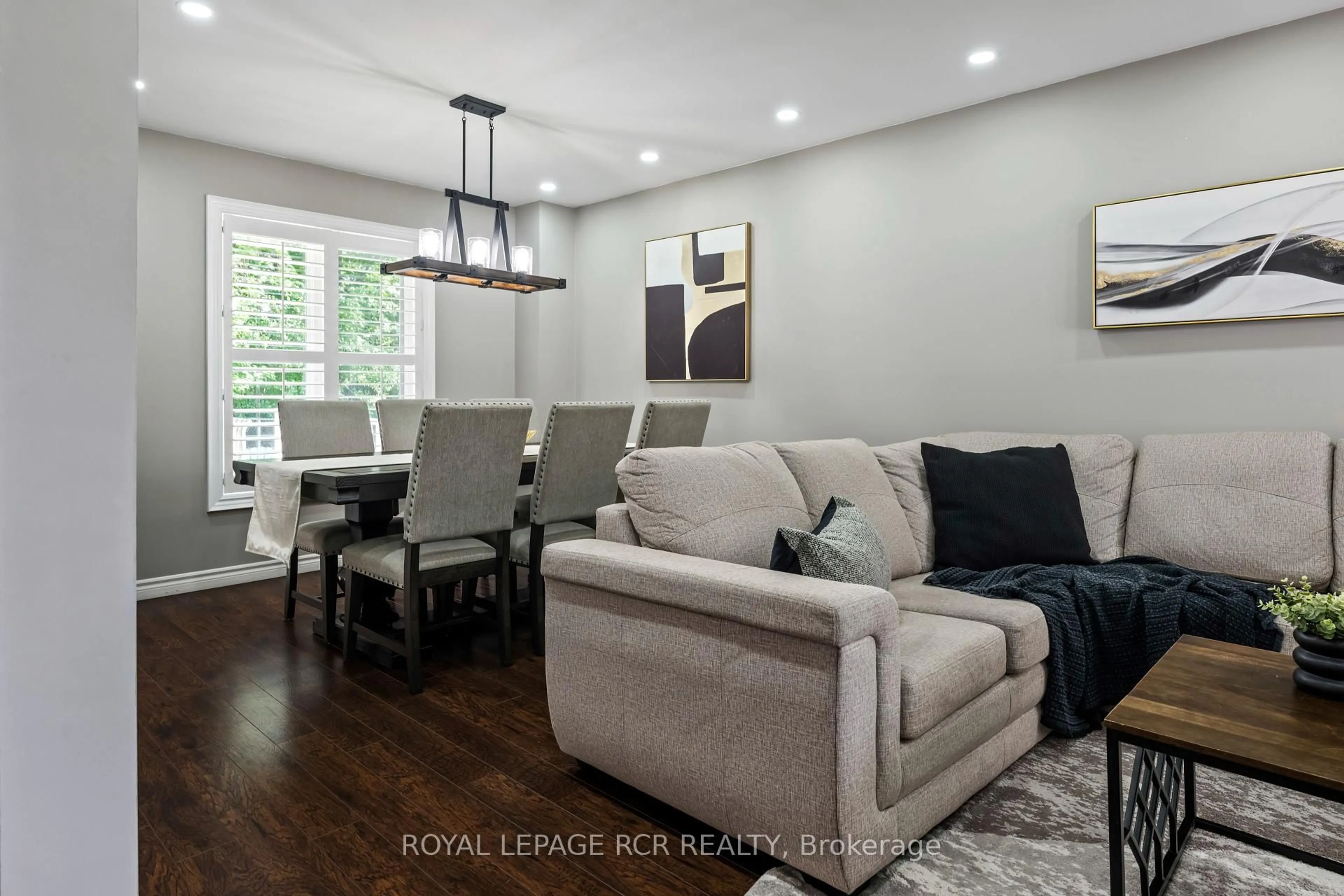 Living room with furniture, wood/laminate floor for 224 Lisa Marie Dr, Orangeville Ontario L9W 4P6