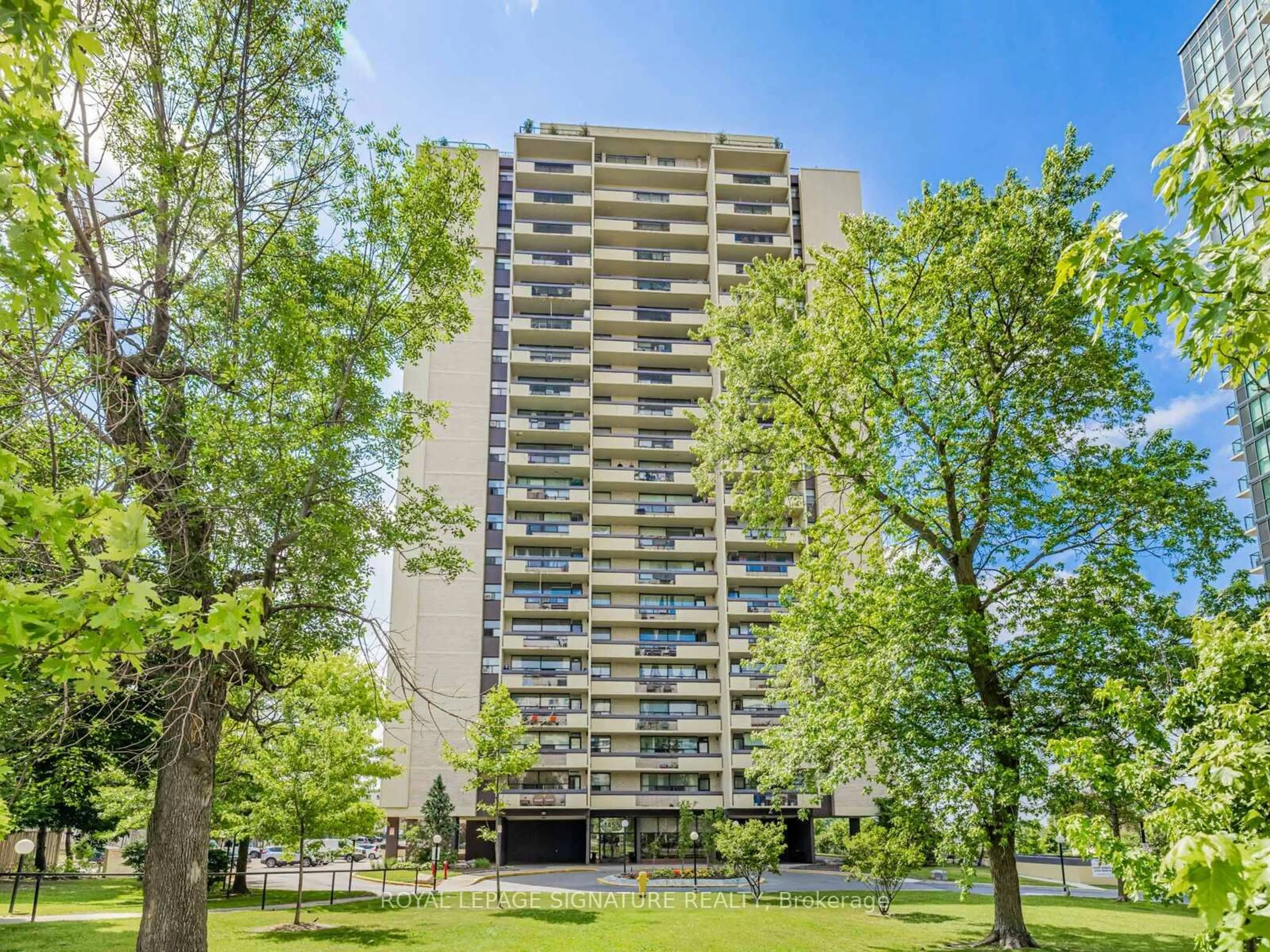 A pic from outside/outdoor area/front of a property/back of a property/a pic from drone, unknown for 1455 Lawrence Ave #505, Toronto Ontario M6L 1B1