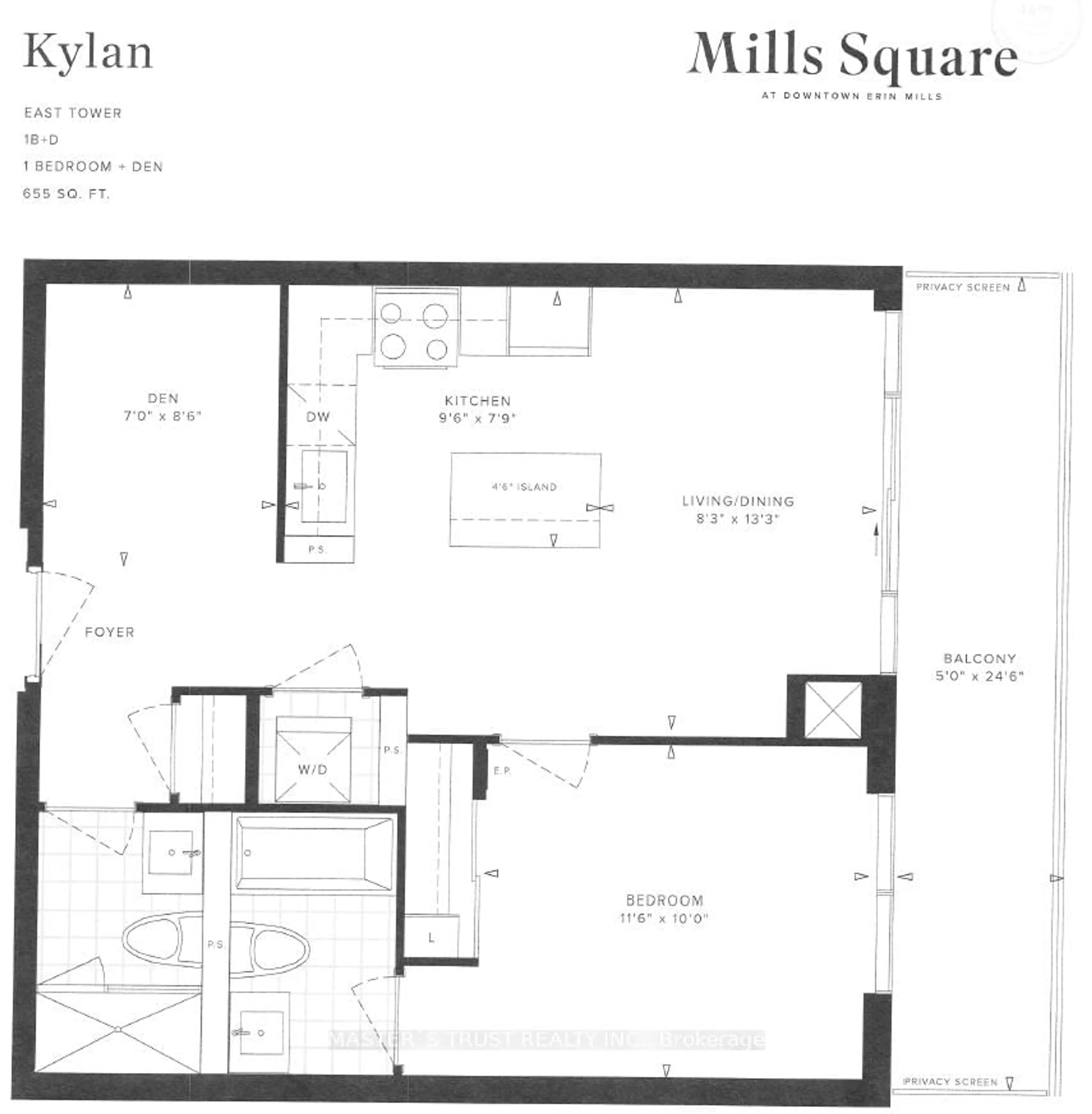 Floor plan for 4699 Glen Erin Dr #403, Mississauga Ontario L5M 2E5