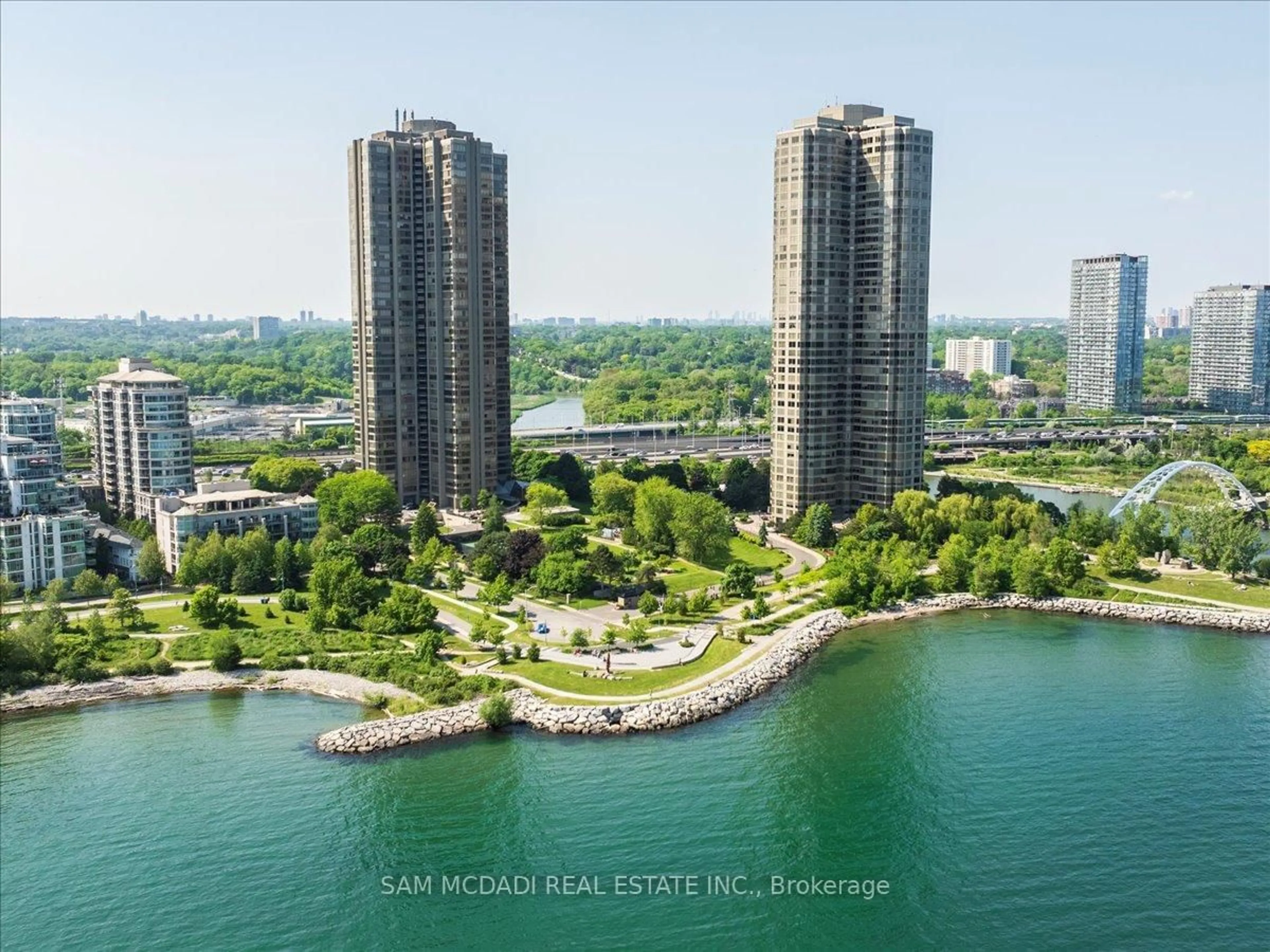 A pic from outside/outdoor area/front of a property/back of a property/a pic from drone, water/lake/river/ocean view for 2045 Lake Shore Blvd #1605, Toronto Ontario M8V 2Z6