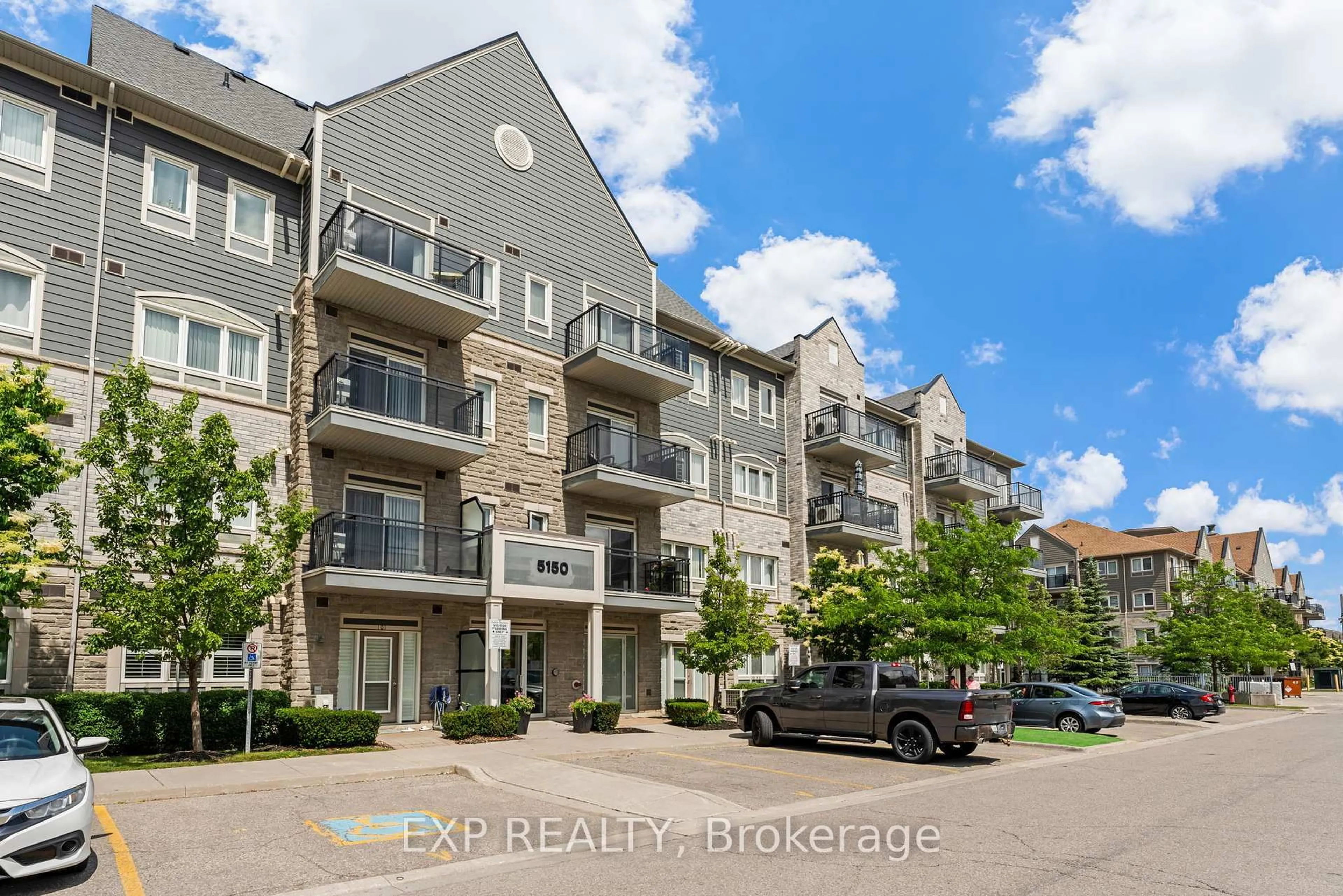 A pic from outside/outdoor area/front of a property/back of a property/a pic from drone, unknown for 5150 Winston Churchill Blvd #214, Mississauga Ontario L5M 0P5
