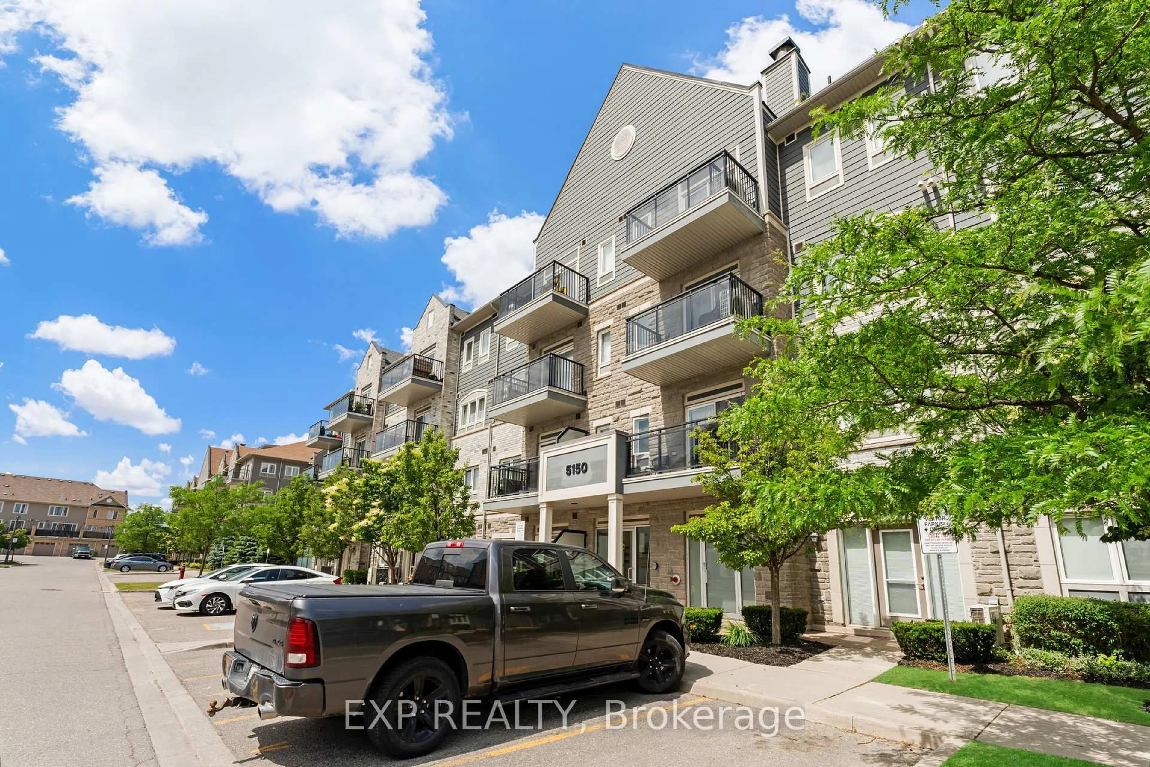 A pic from outside/outdoor area/front of a property/back of a property/a pic from drone, street for 5150 Winston Churchill Blvd #214, Mississauga Ontario L5M 0P5