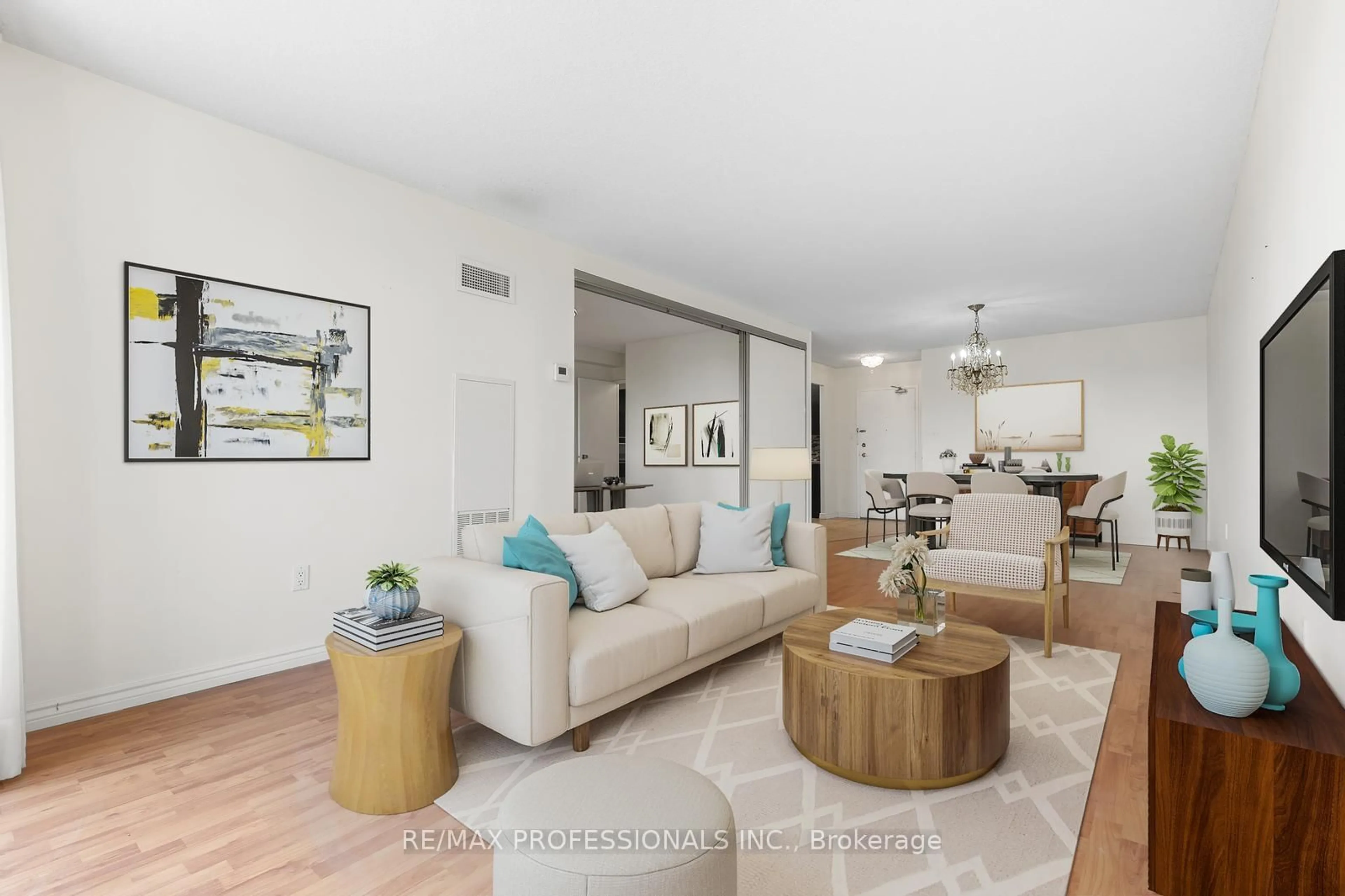 Living room with furniture, unknown for 812 Burnhamthorpe Rd #306, Toronto Ontario M9C 4W1