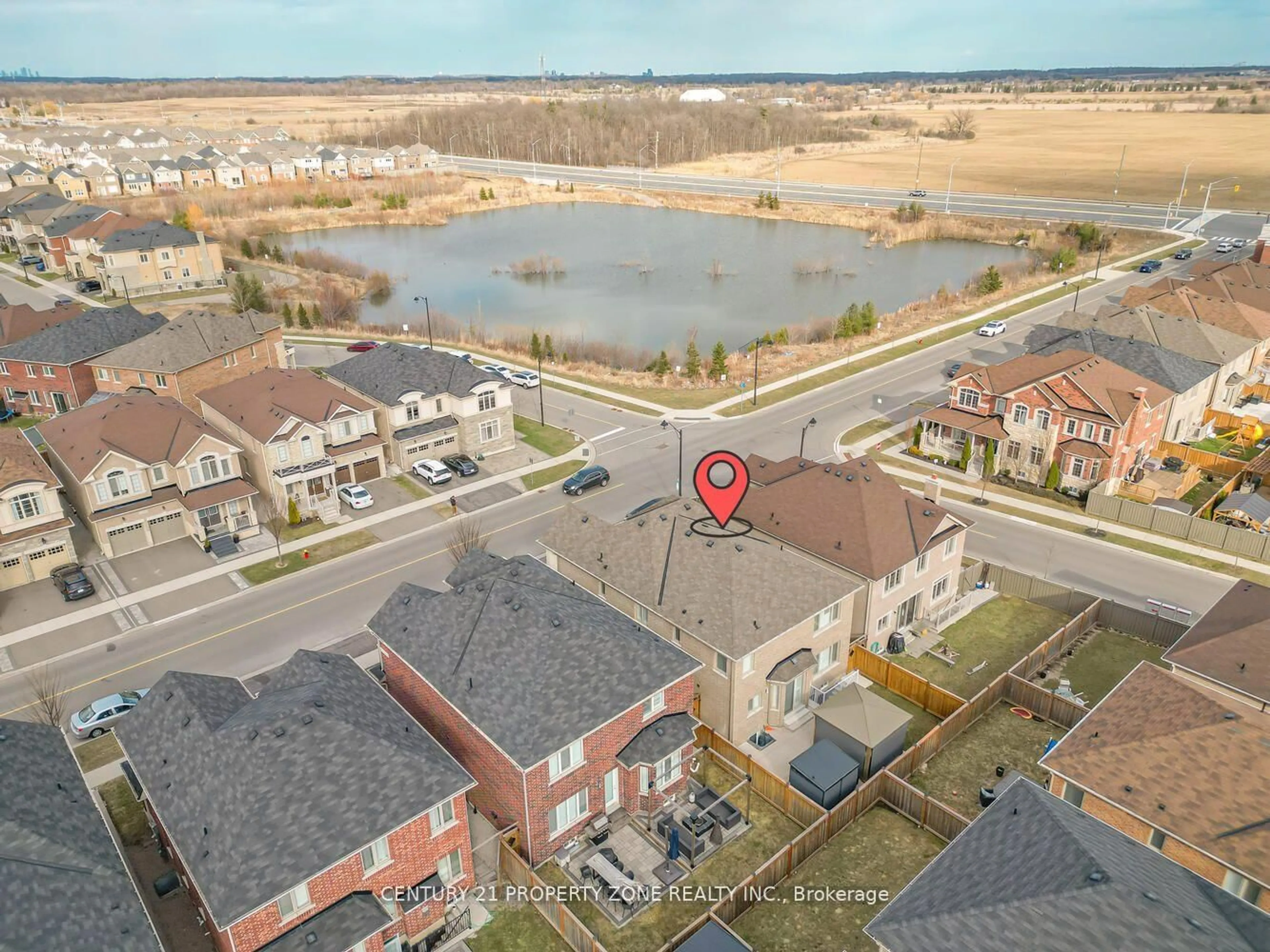 A pic from outside/outdoor area/front of a property/back of a property/a pic from drone, water/lake/river/ocean view for 1544 Leger Way, Milton Ontario L9E 1H4
